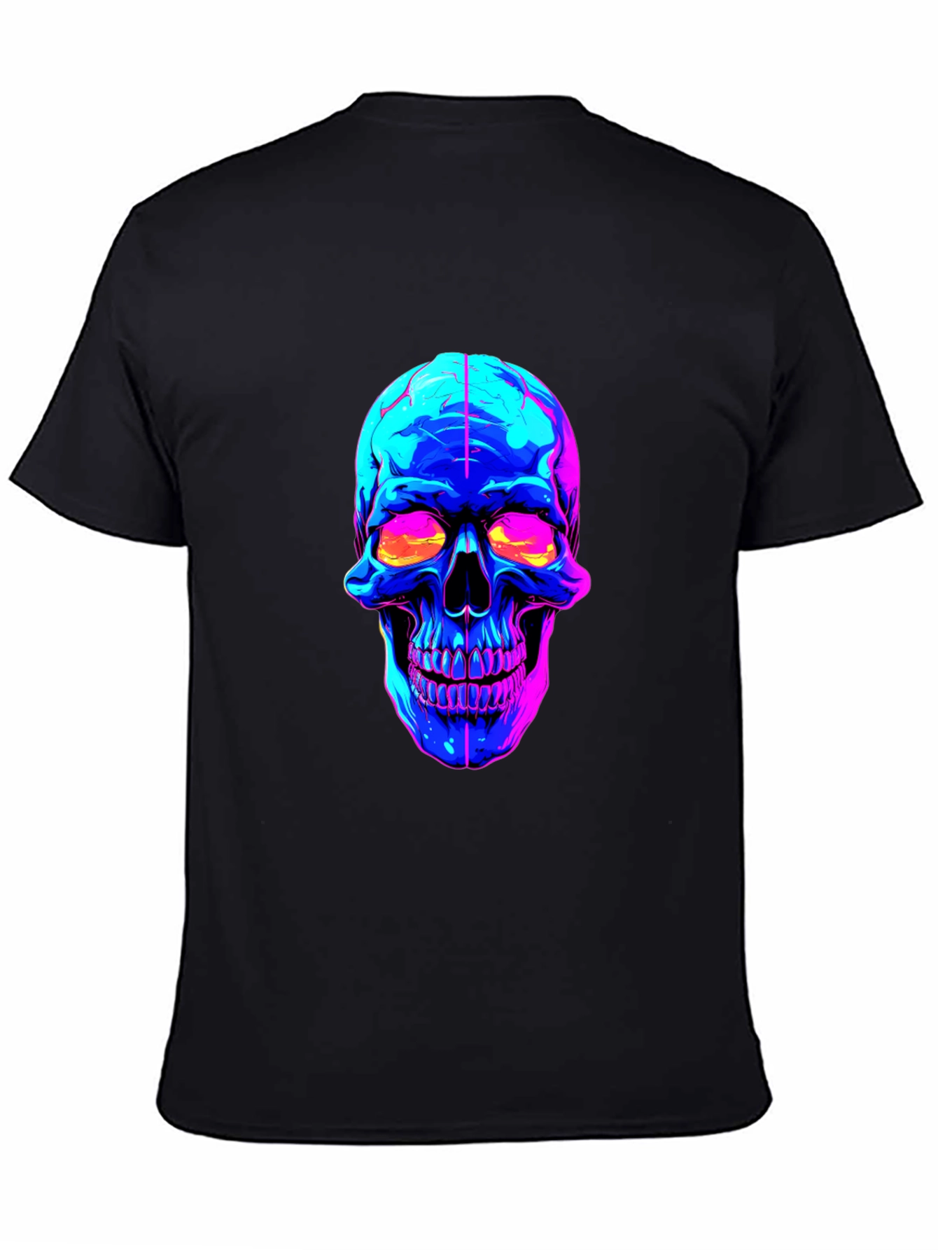Black Neon Skull Graphic Black T-Shirt view 4