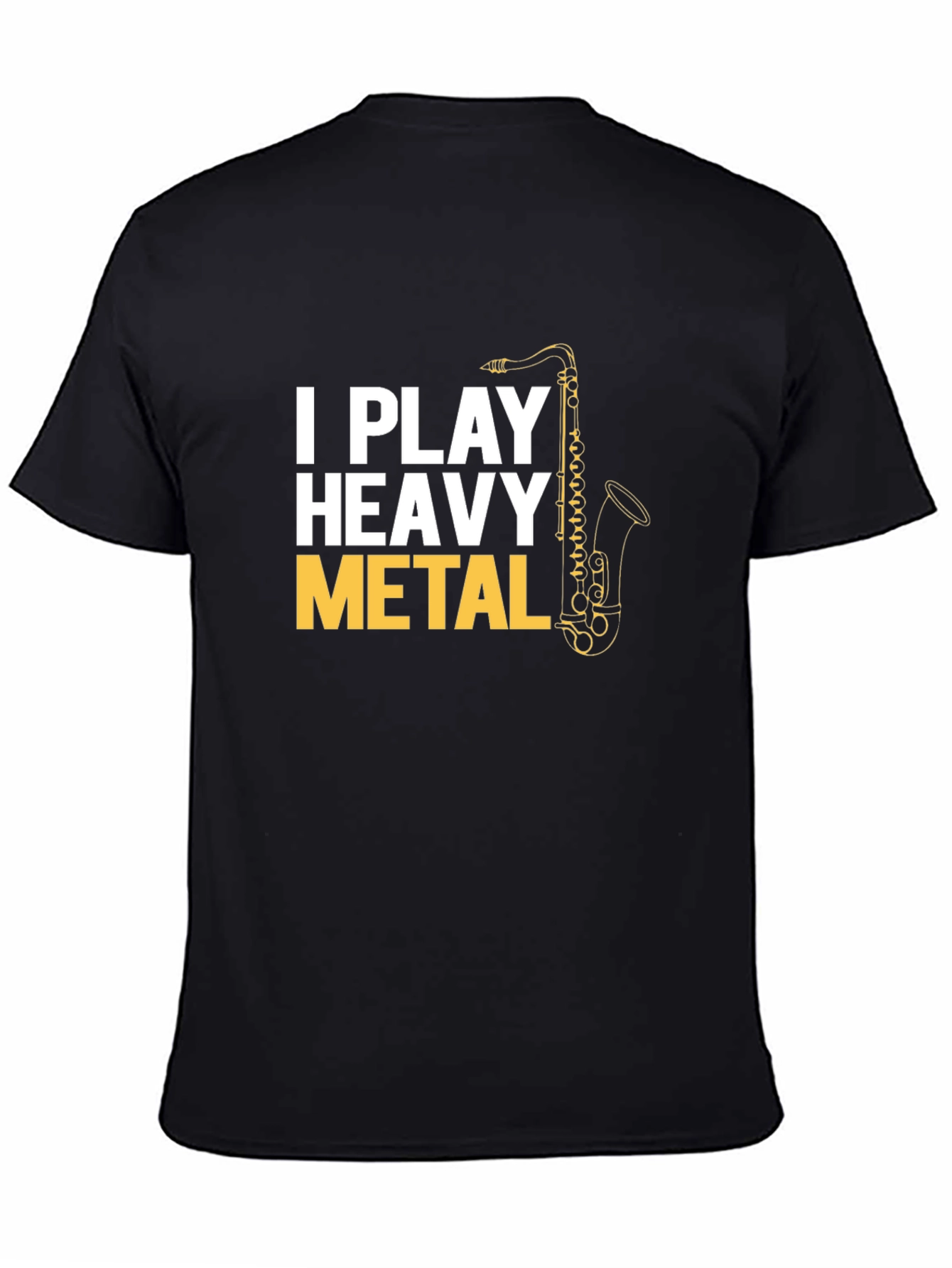 Black I Play Heavy Metal Saxophone T-Shirt view 4