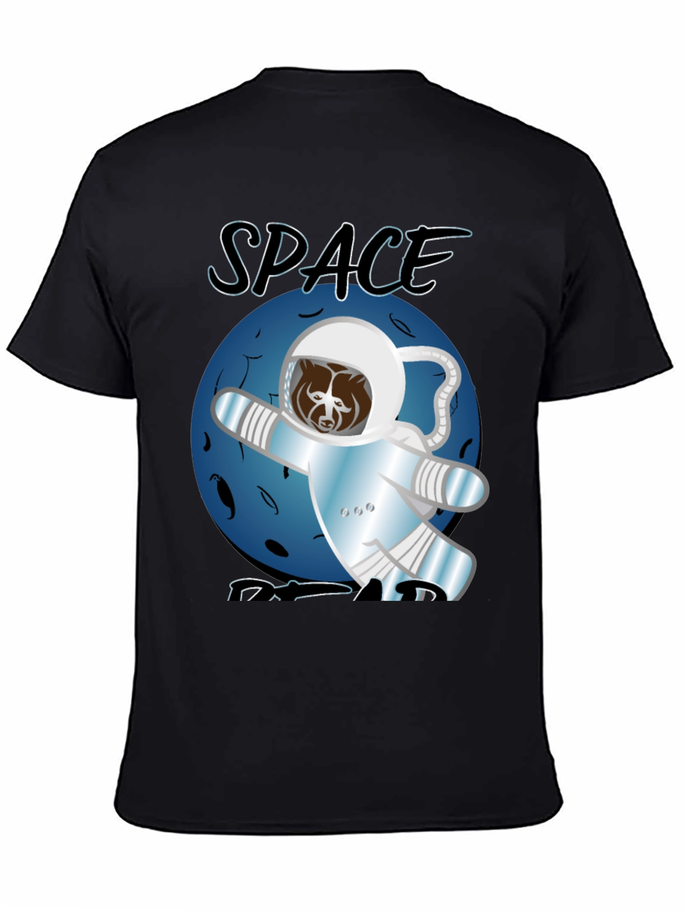 Black Space Bear T-Shirt - Astronaut Adventure view 4