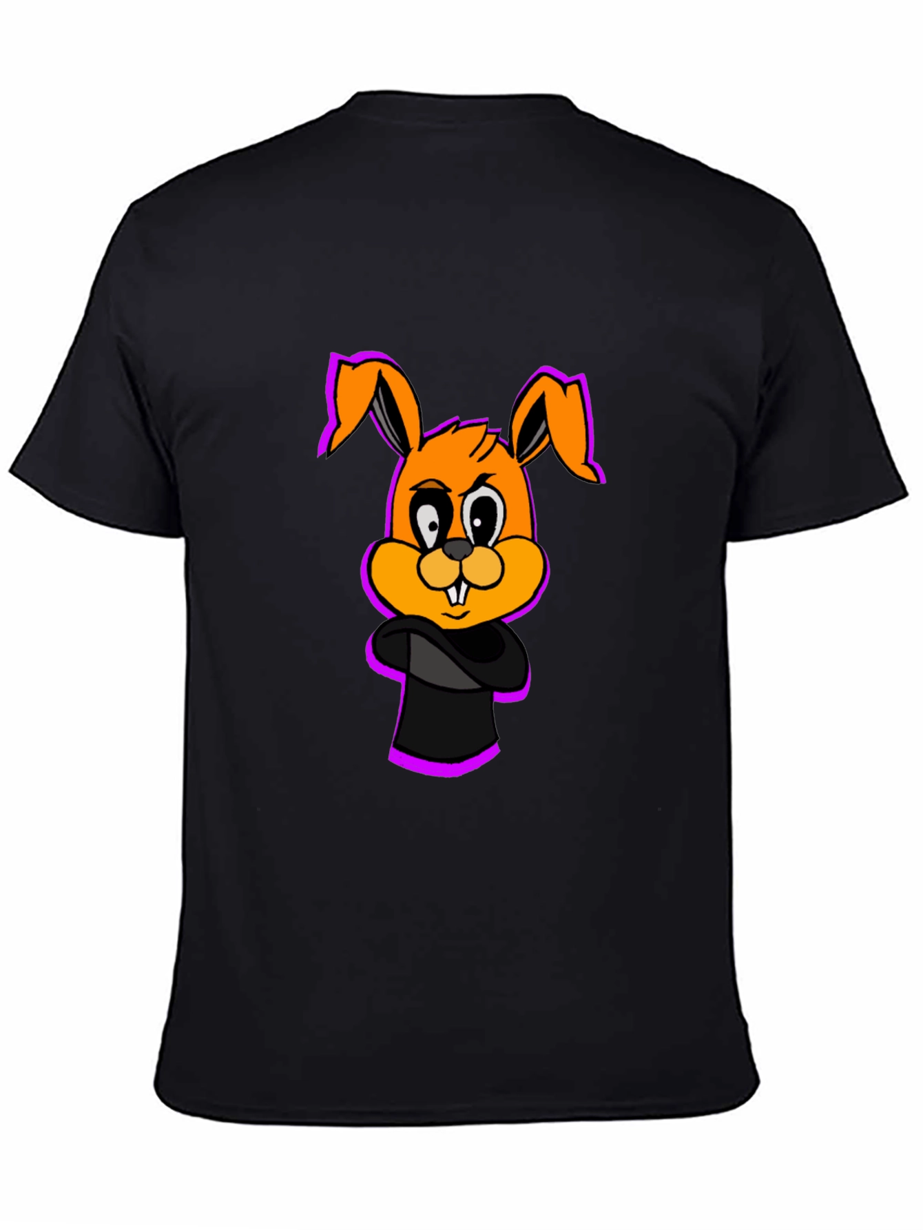 Black Cartoon Bunny Graphic Black T-Shirt view 4