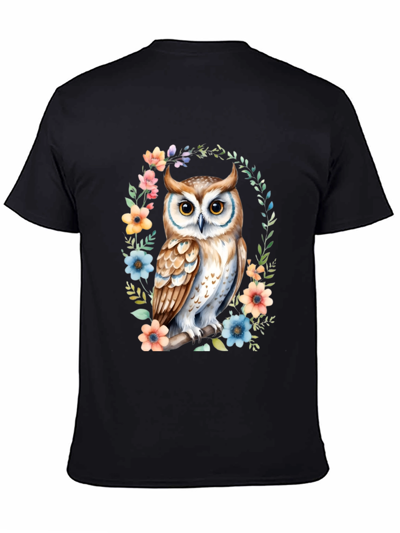 Black Owl Floral Graphic Tee view 4