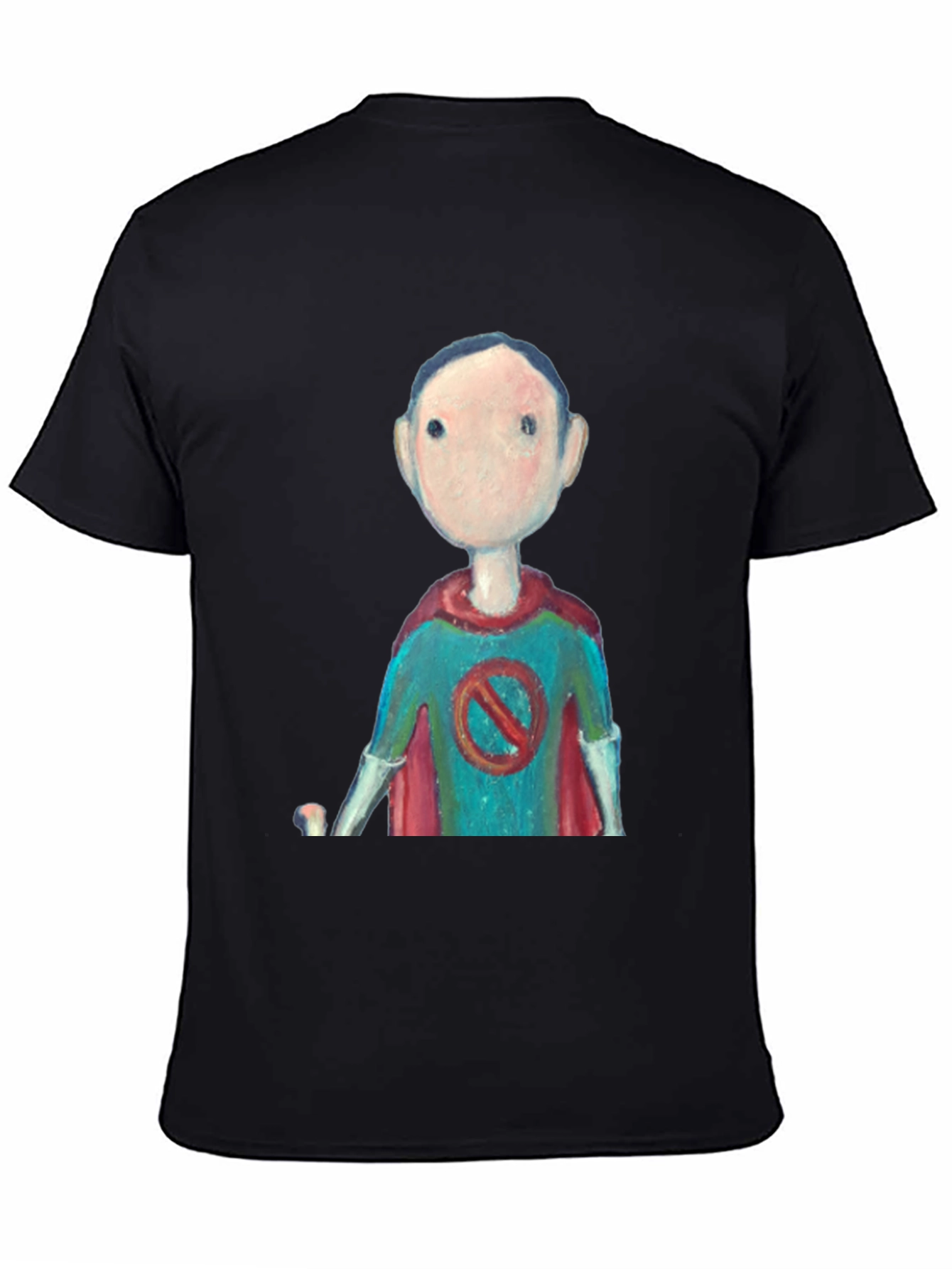 Black Superhero Cartoon Graphic Tee - Black Casual T-Shirt view 4