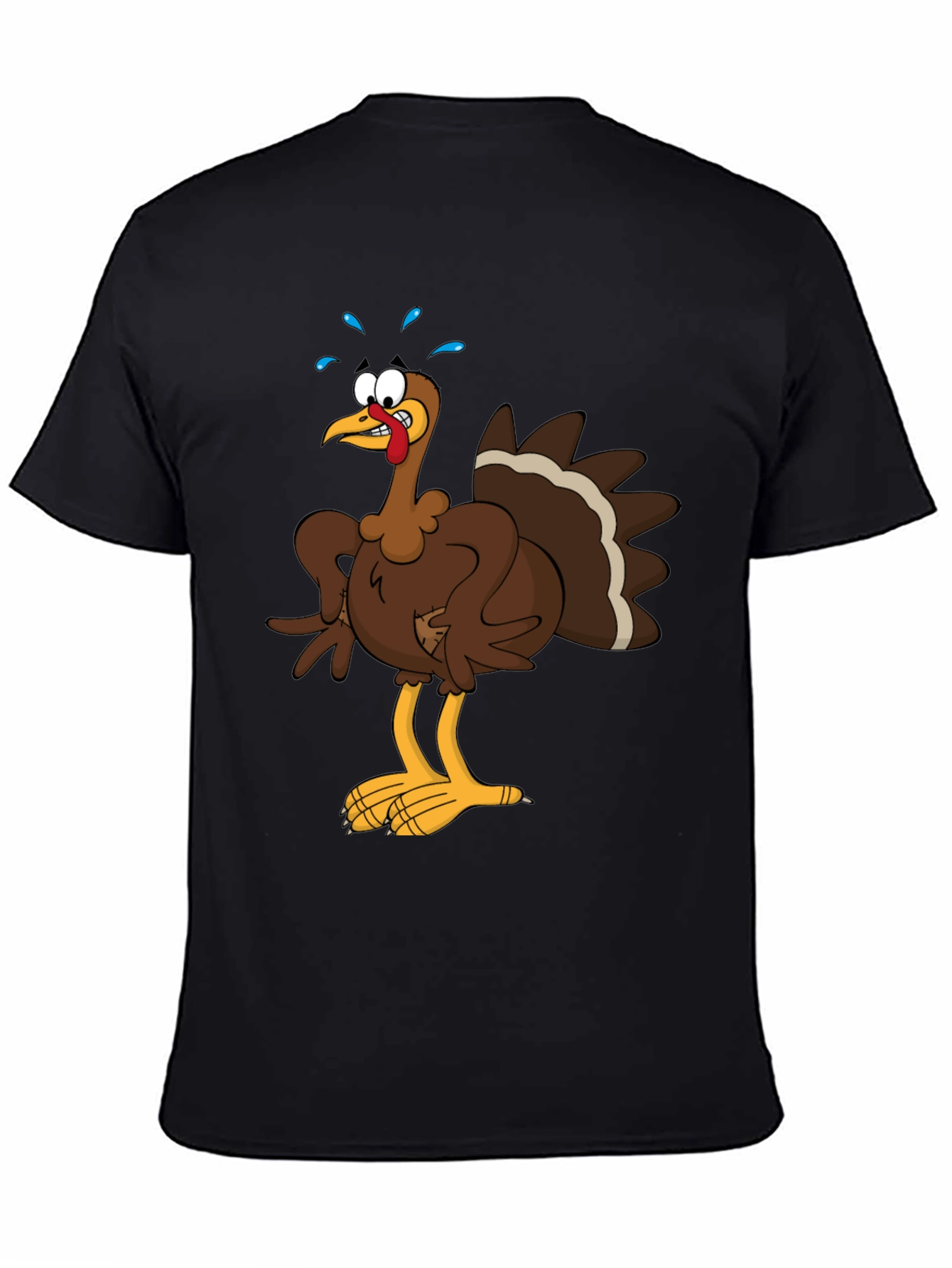 Black Turkey Cartoon Graphic Tee - Thanksgiving Apparel view 4