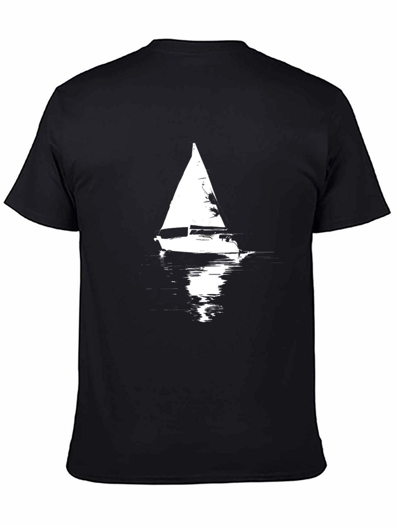Black Sailboat Graphic Tee - Black Cotton T-Shirt view 4