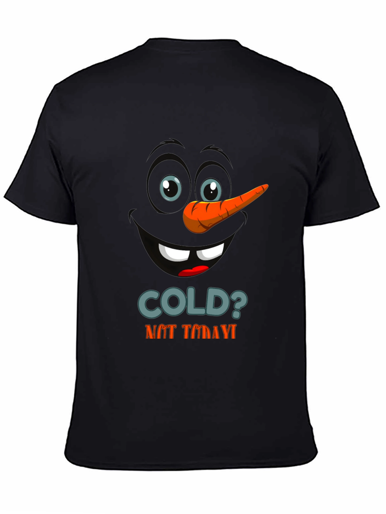 Black Funny Snowman Face Graphic T-Shirt view 4