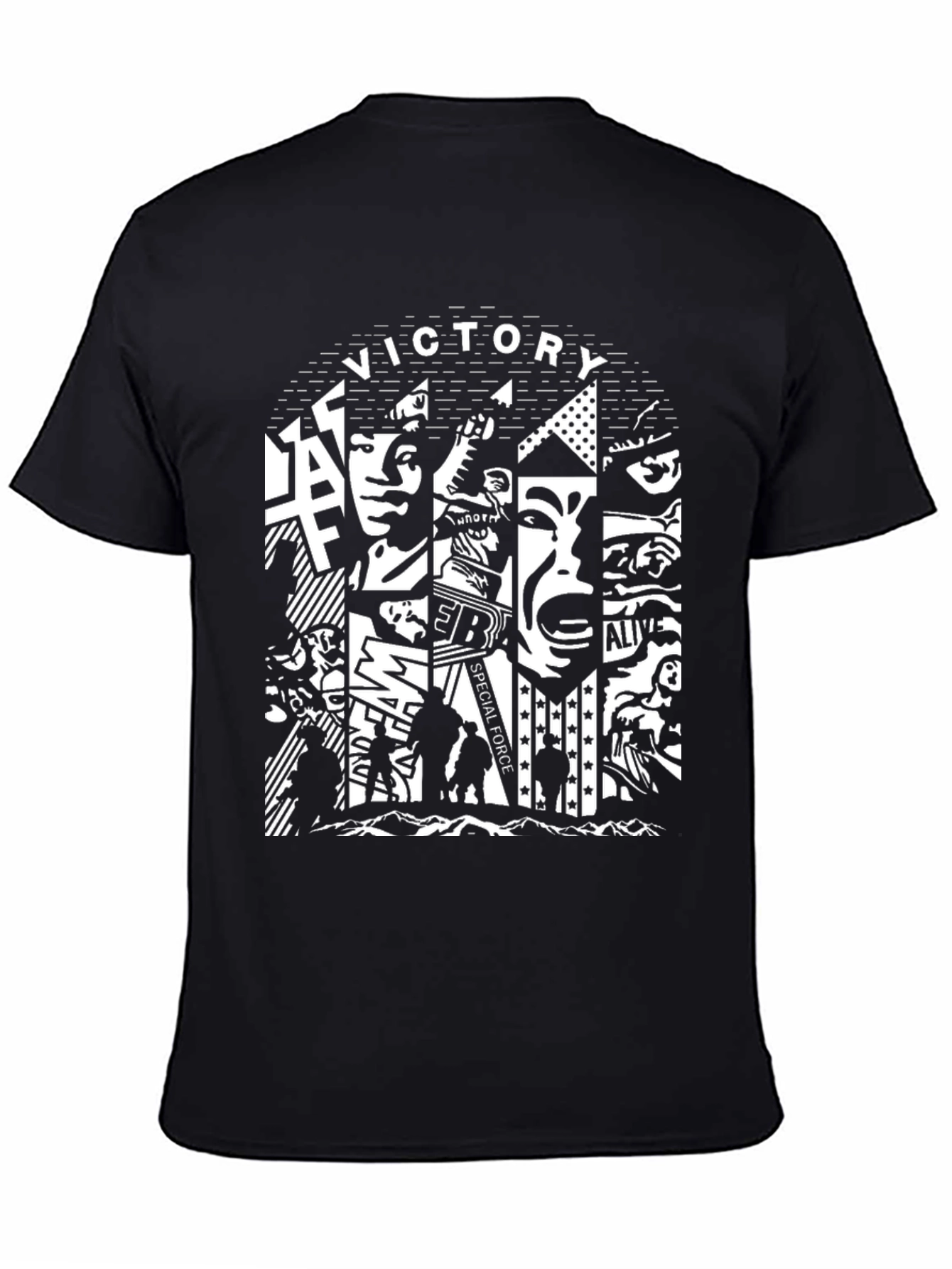 Black Victory Special Force Graphic Print T-Shirt view 4