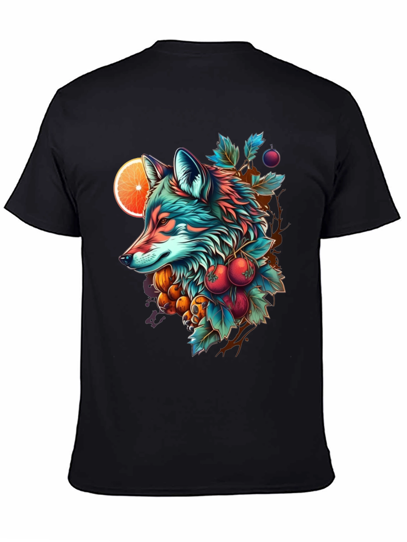 Black Vibrant Fox Graphic Tee - Unique Art Design view 4