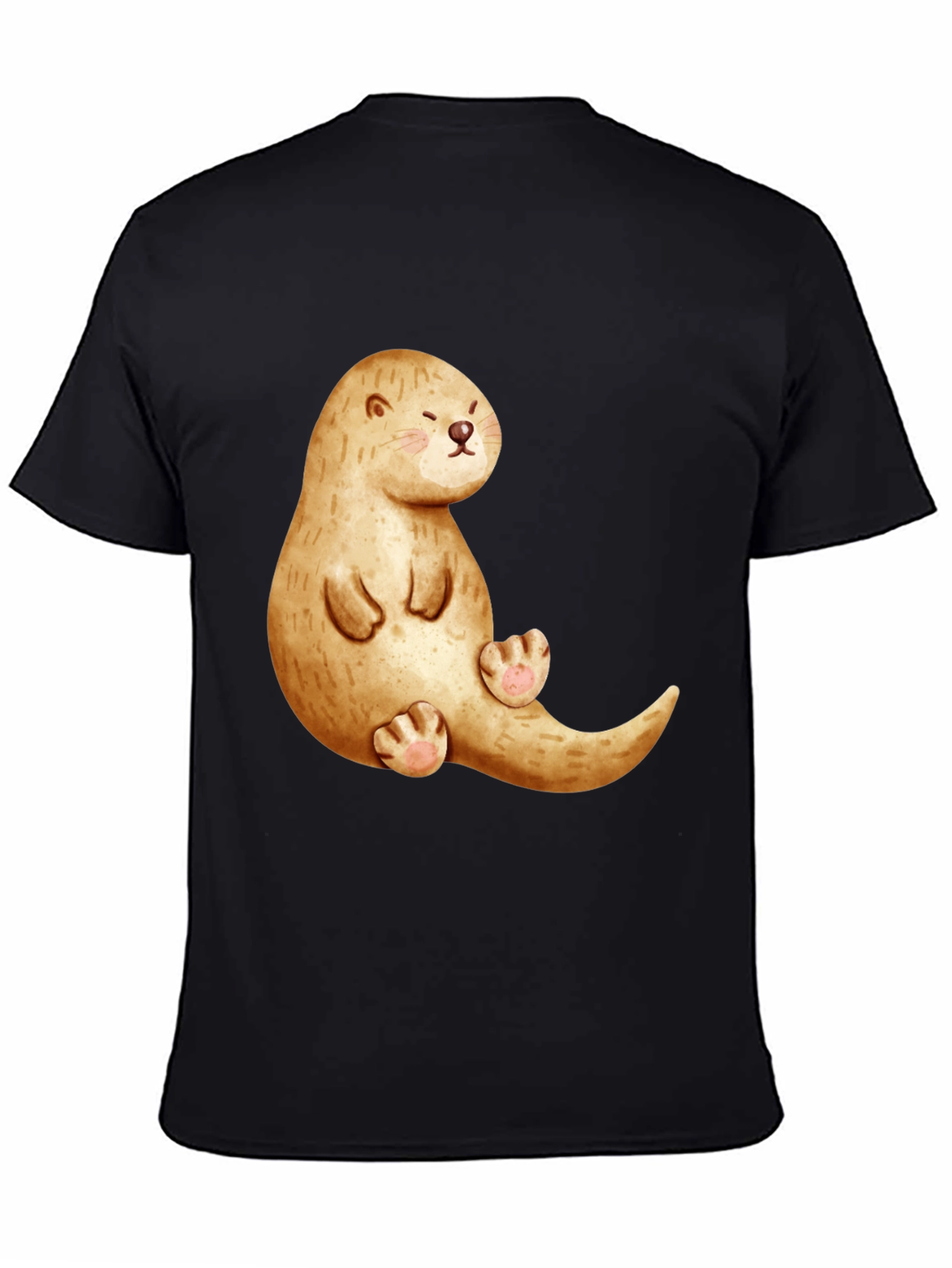 Black Cute Otter Graphic Tee - Unisex Casual Shirt view 4