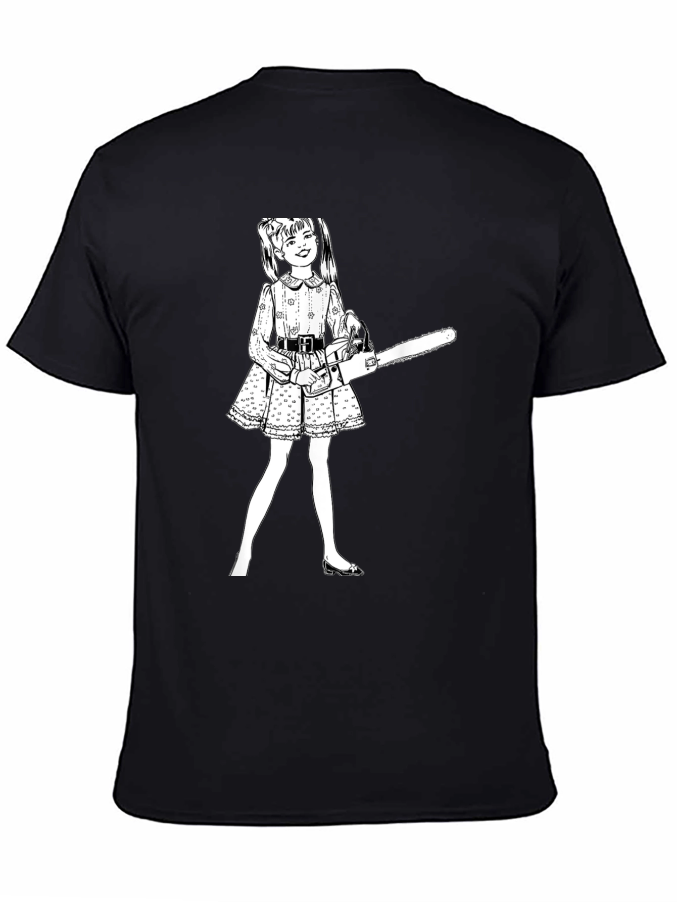 Black Chainsaw Girl Graphic Tee - Edgy Humor view 4