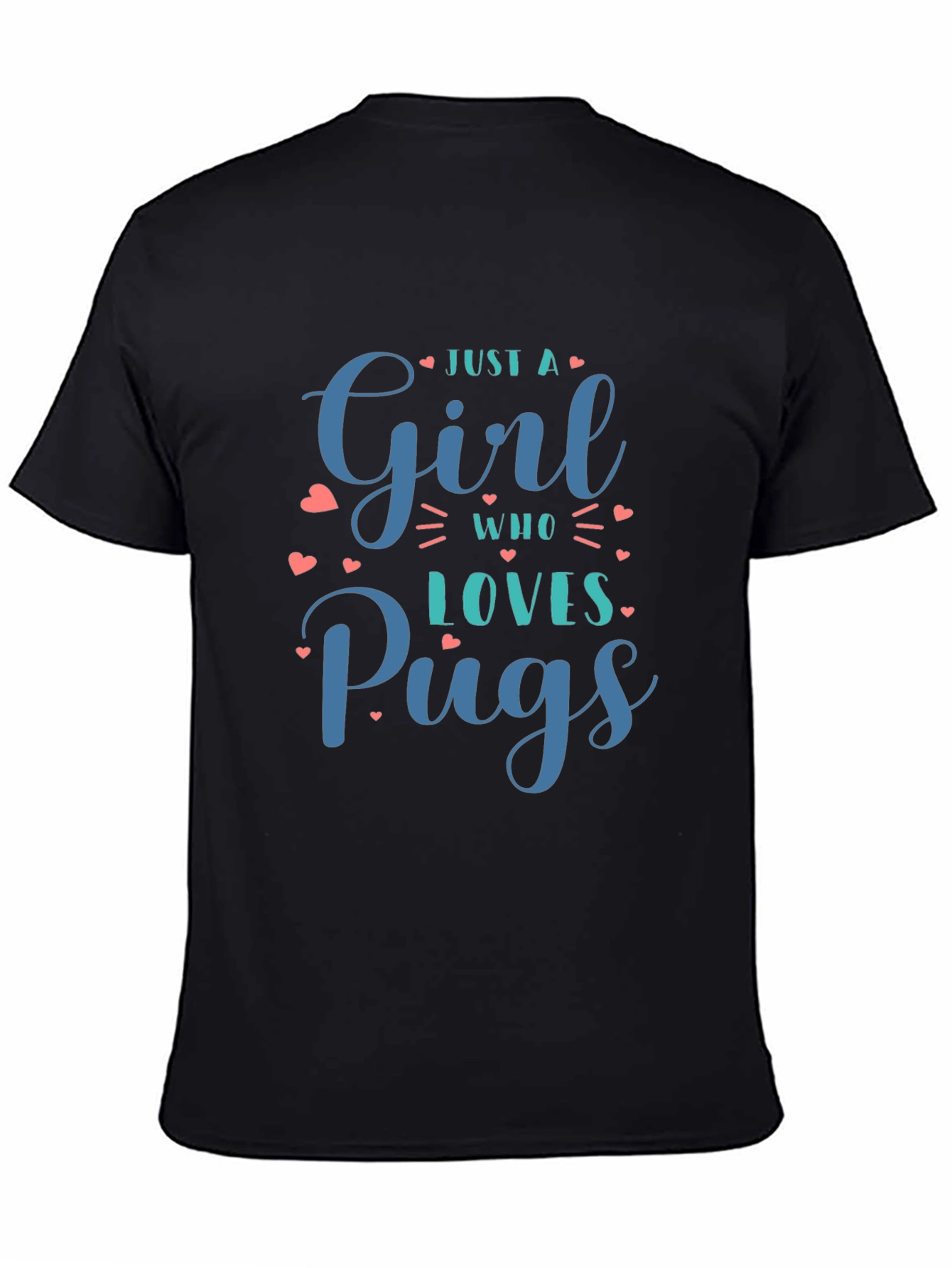 Black Just A Girl Who Loves Pugs Black T-Shirt view 4