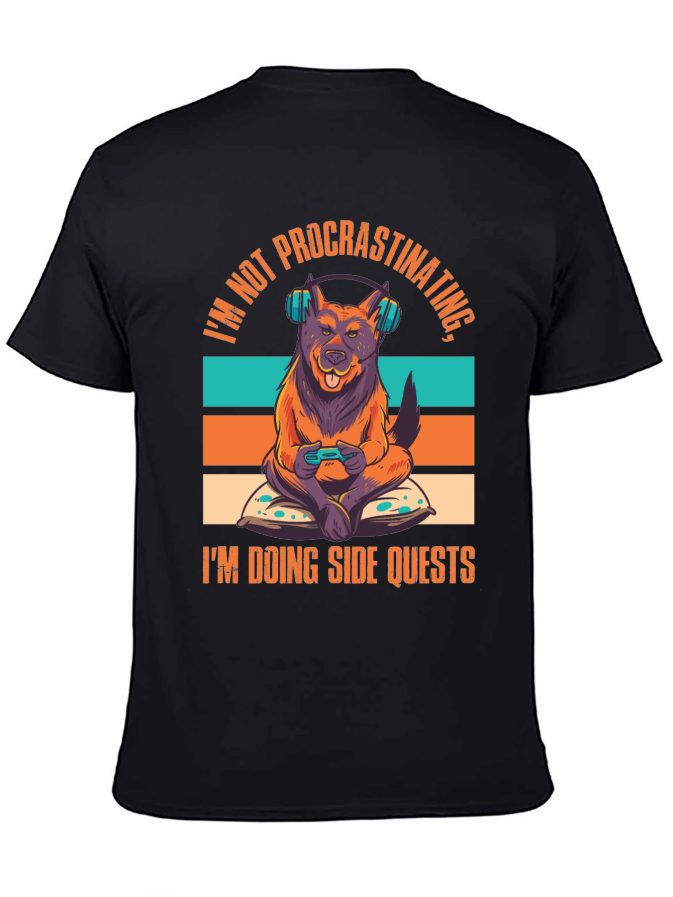Black Dog Gamer T-Shirt - Not Procrastinating, Side Quests view 4