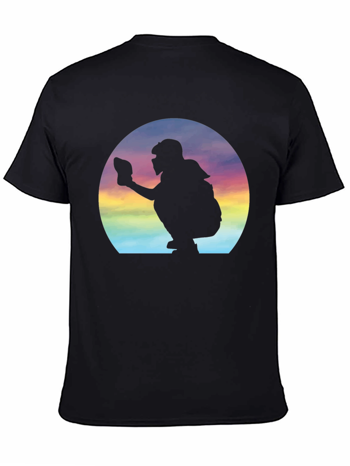 Black Baseball Catcher Silhouette Graphic Tee view 4
