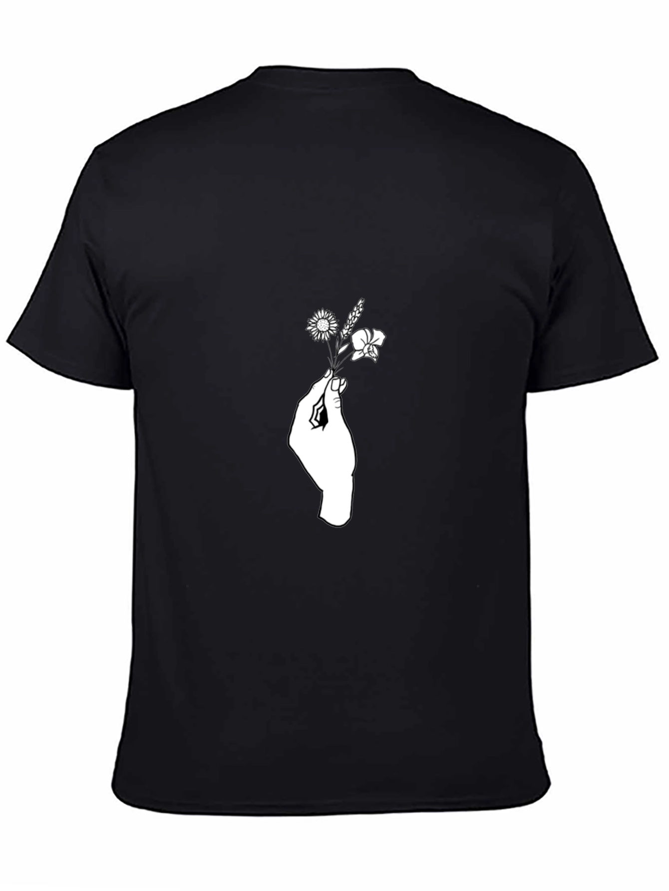 Black Floral Hand Graphic Tee - Soft Cotton Blend view 4