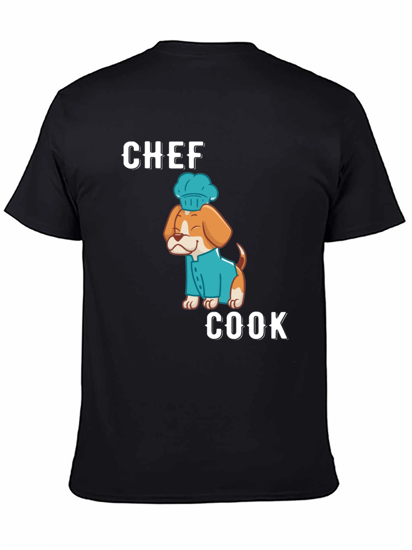 Black Chef Cook Dog T-Shirt - Cute Culinary Apparel view 4