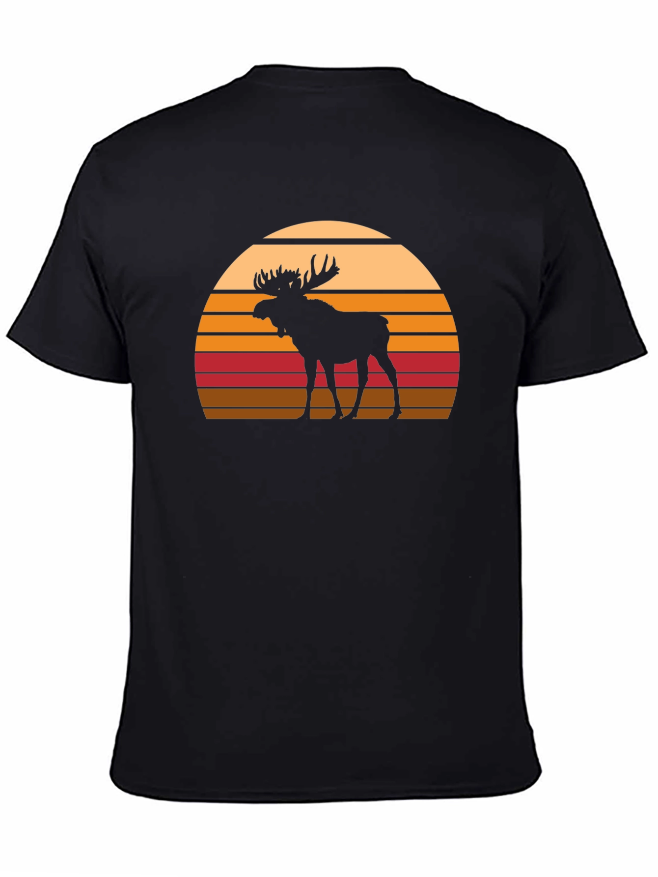 Black Moose Silhouette Sunset Graphic T-Shirt view 4