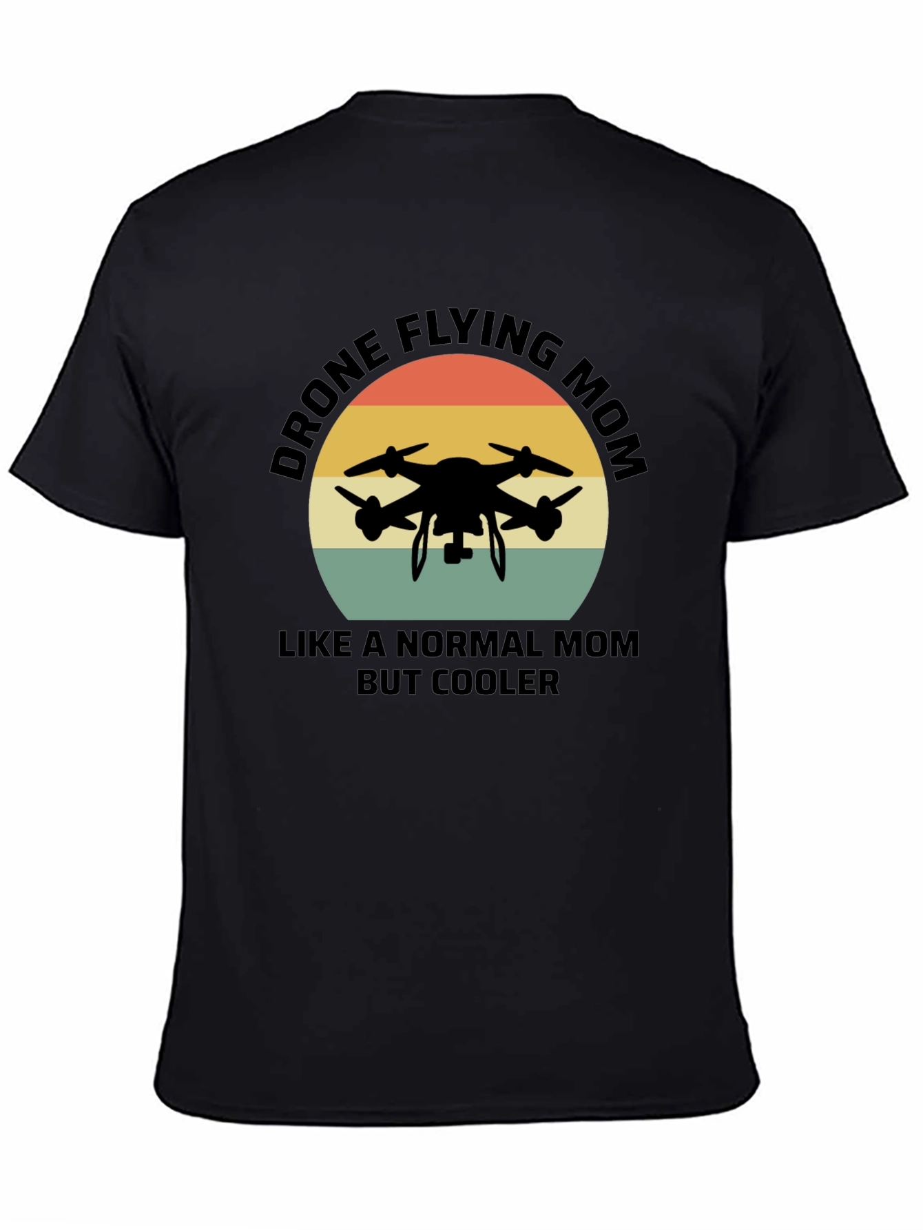 Black Drone Flying Mom T-Shirt - Cool Retro Style view 4