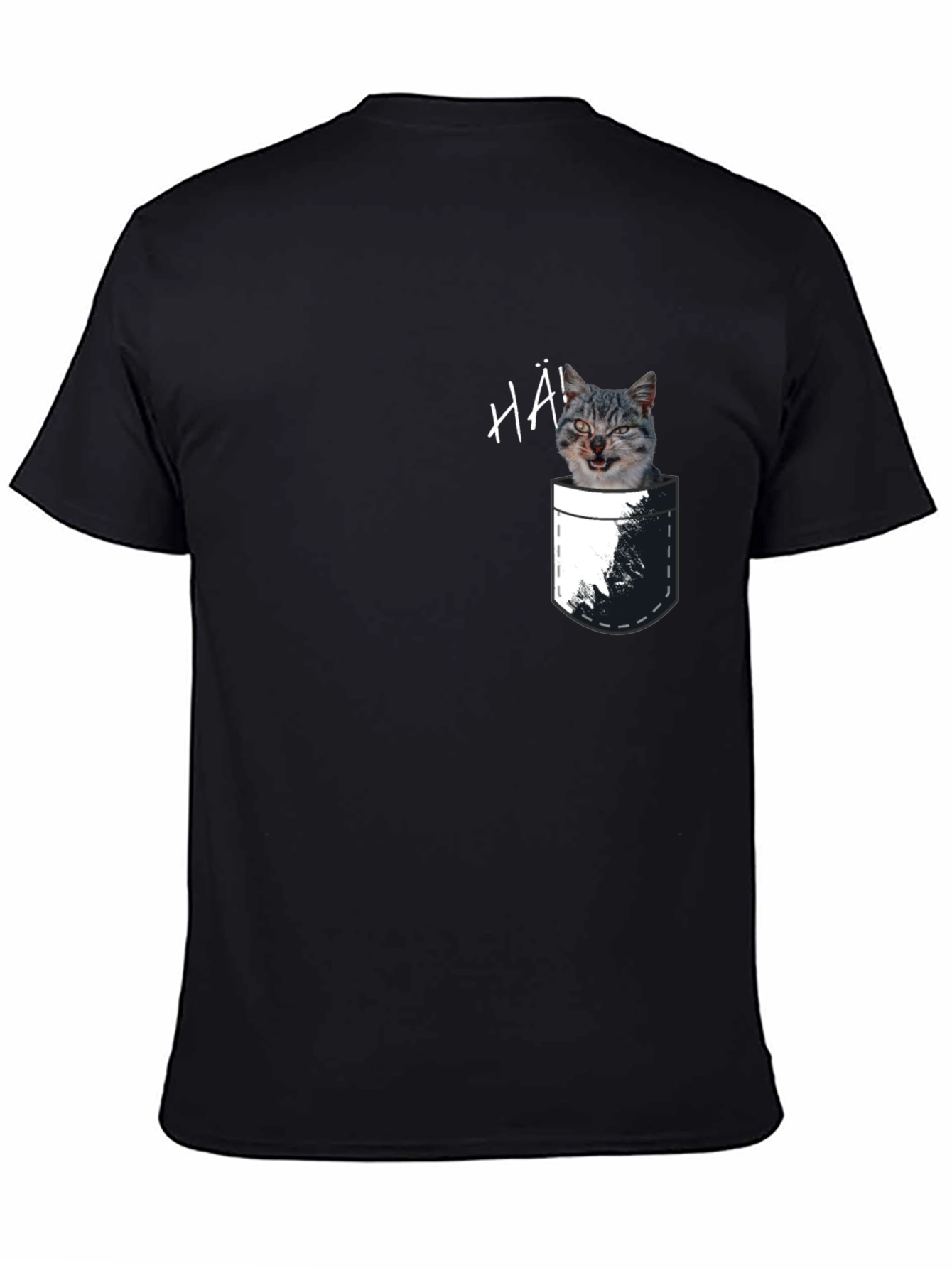 Black Cat Pocket T-Shirt - Funny Graphic Tee view 4