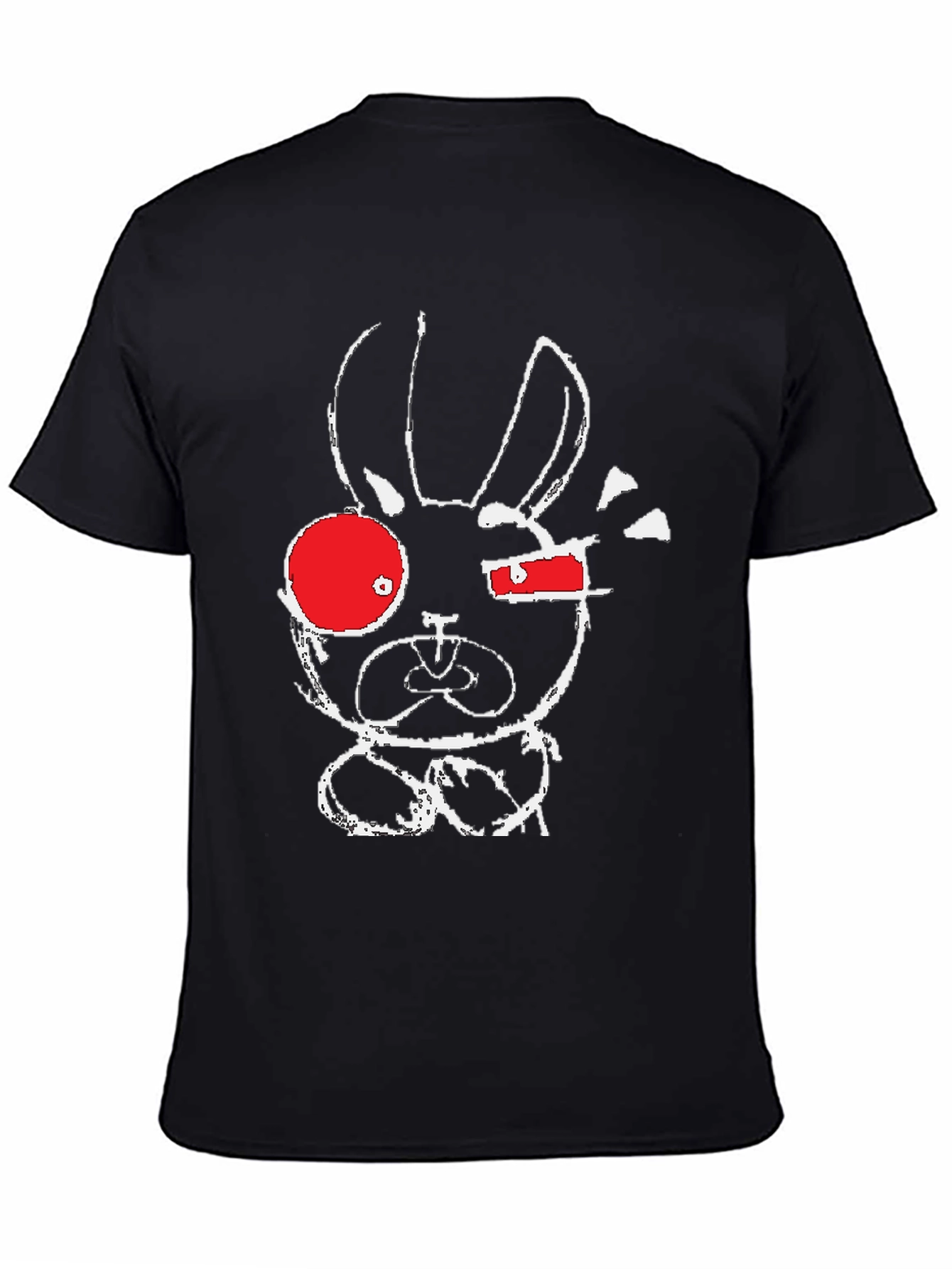 Black Abstract Bunny Graphic T-Shirt view 4