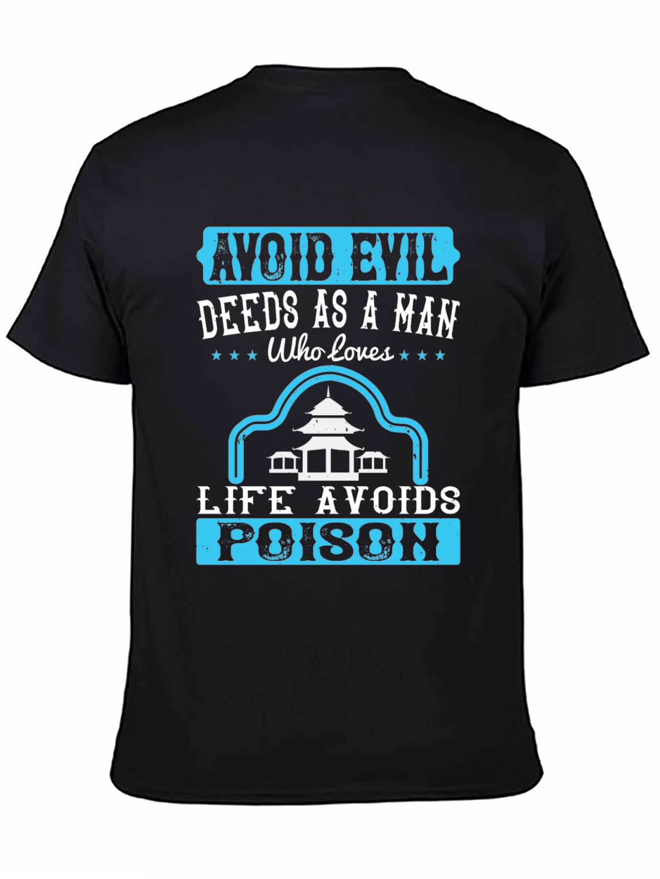 Black Avoid Evil Deeds Men's Black Graphic Tee view 4