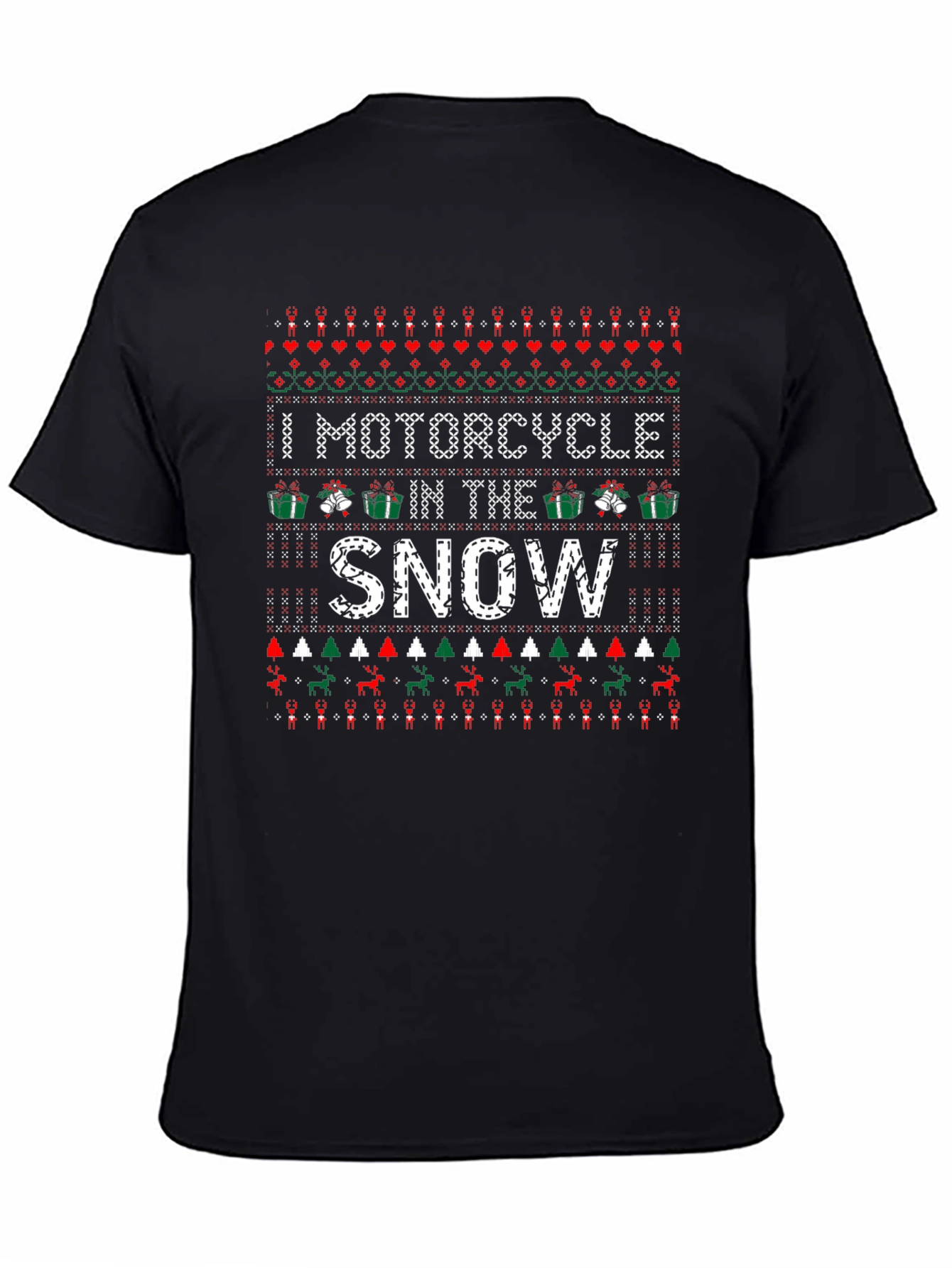 Motorcycle In The Snow Holiday T-Shirt - 4