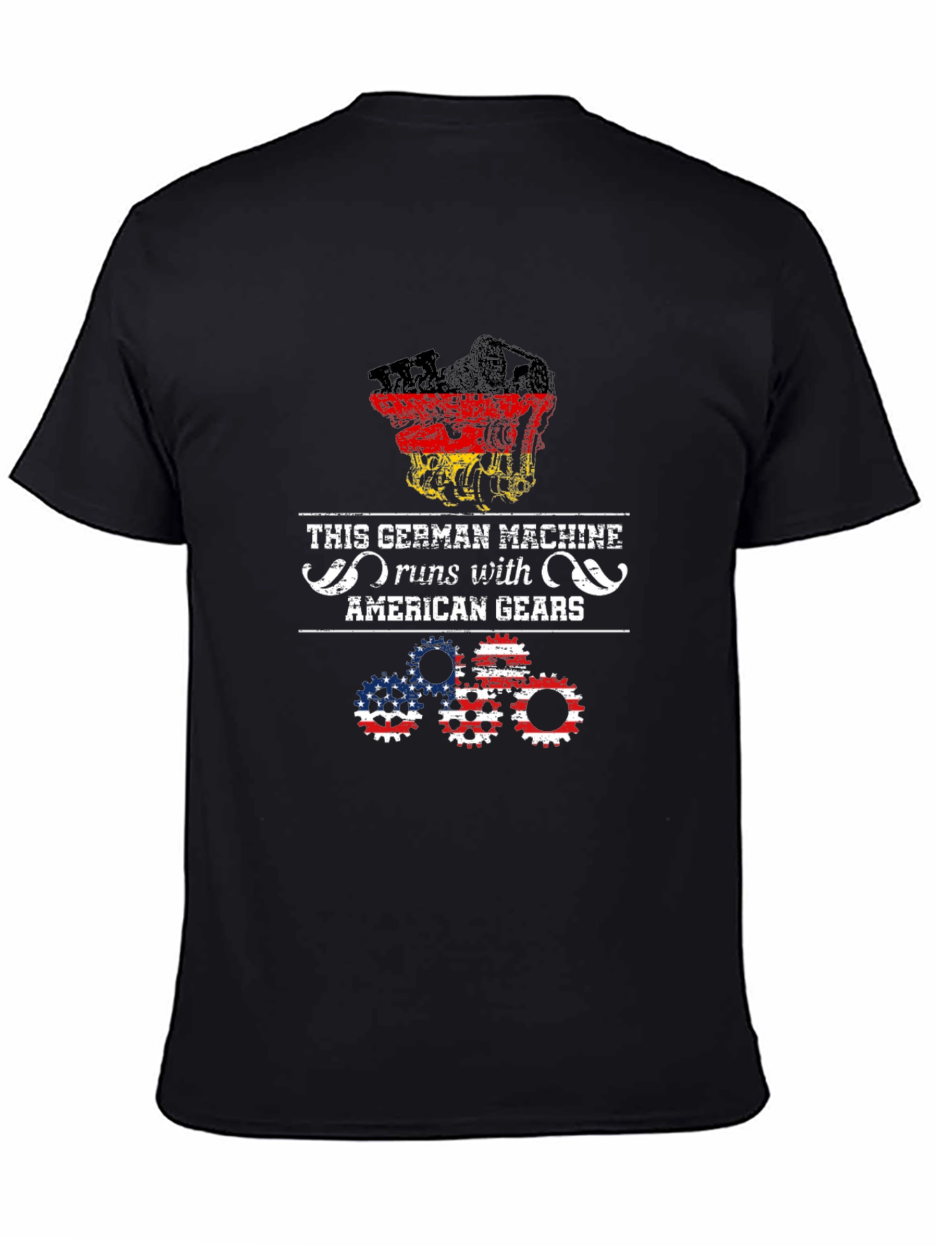 Black German Machine American Gears T-Shirt view 4