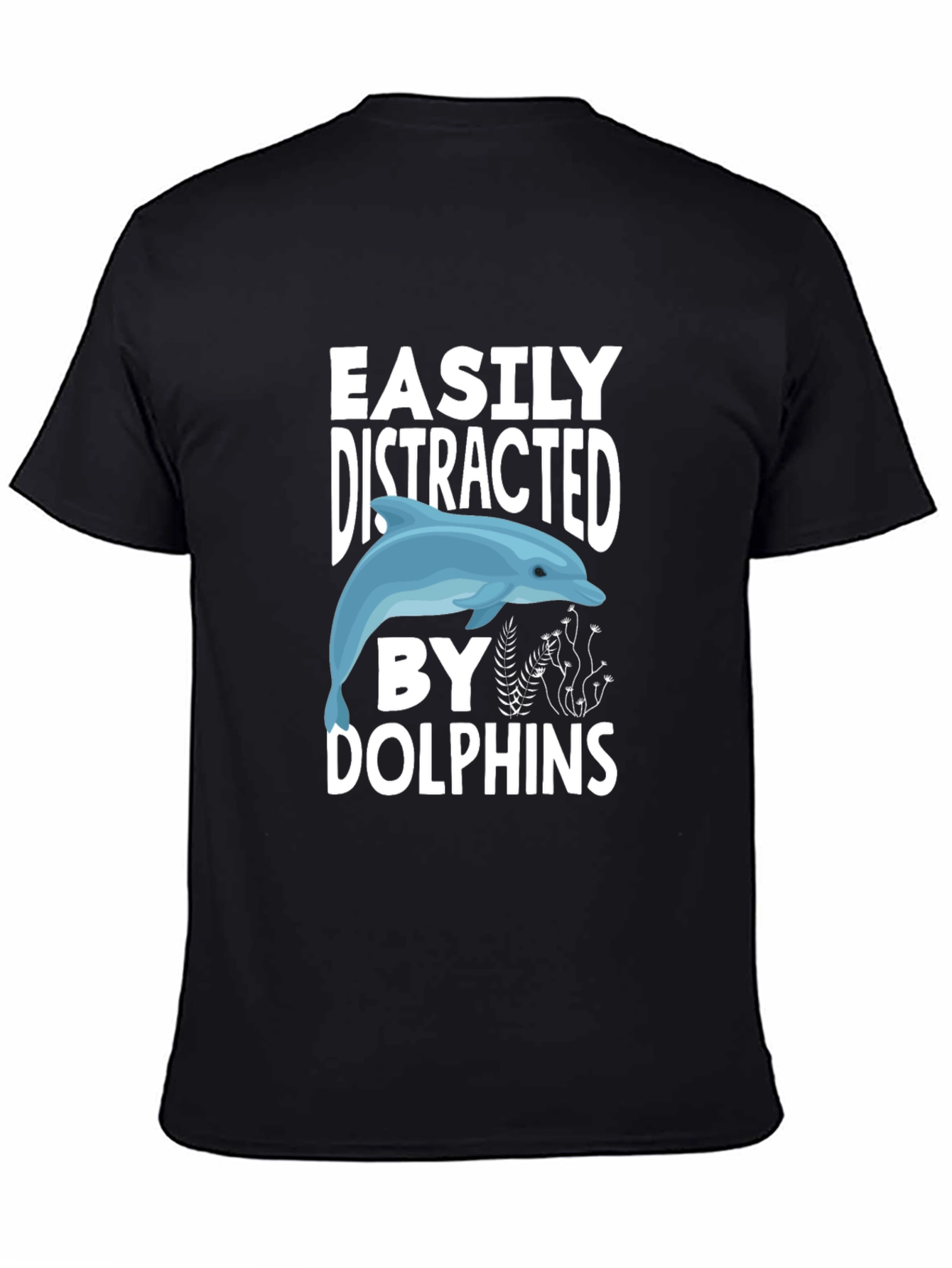 Black Easily Distracted by Dolphins Graphic Tee view 4