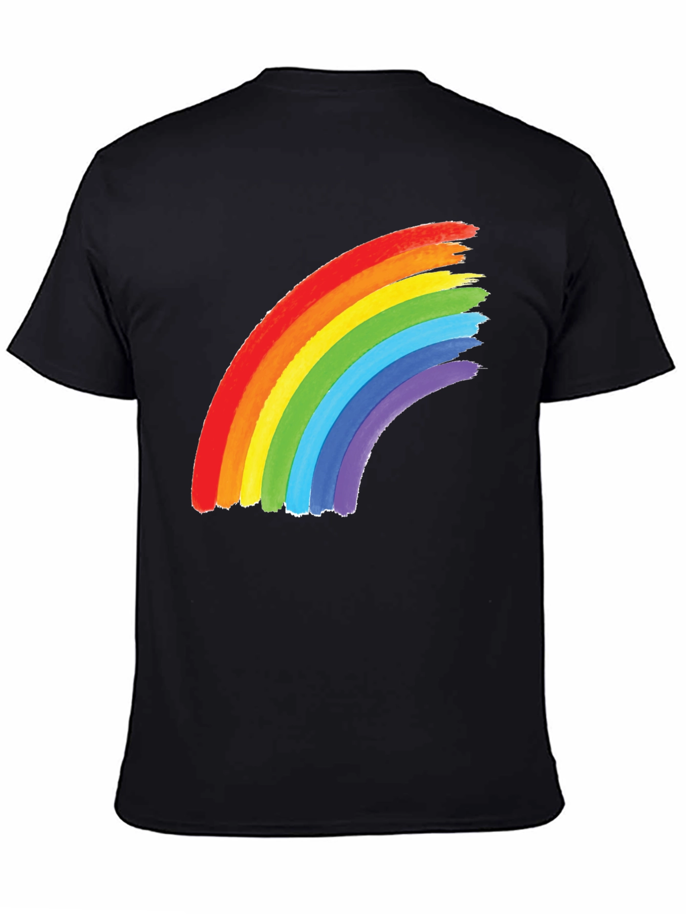 Black Rainbow Graphic Tee - Black Cotton Blend Shirt view 4