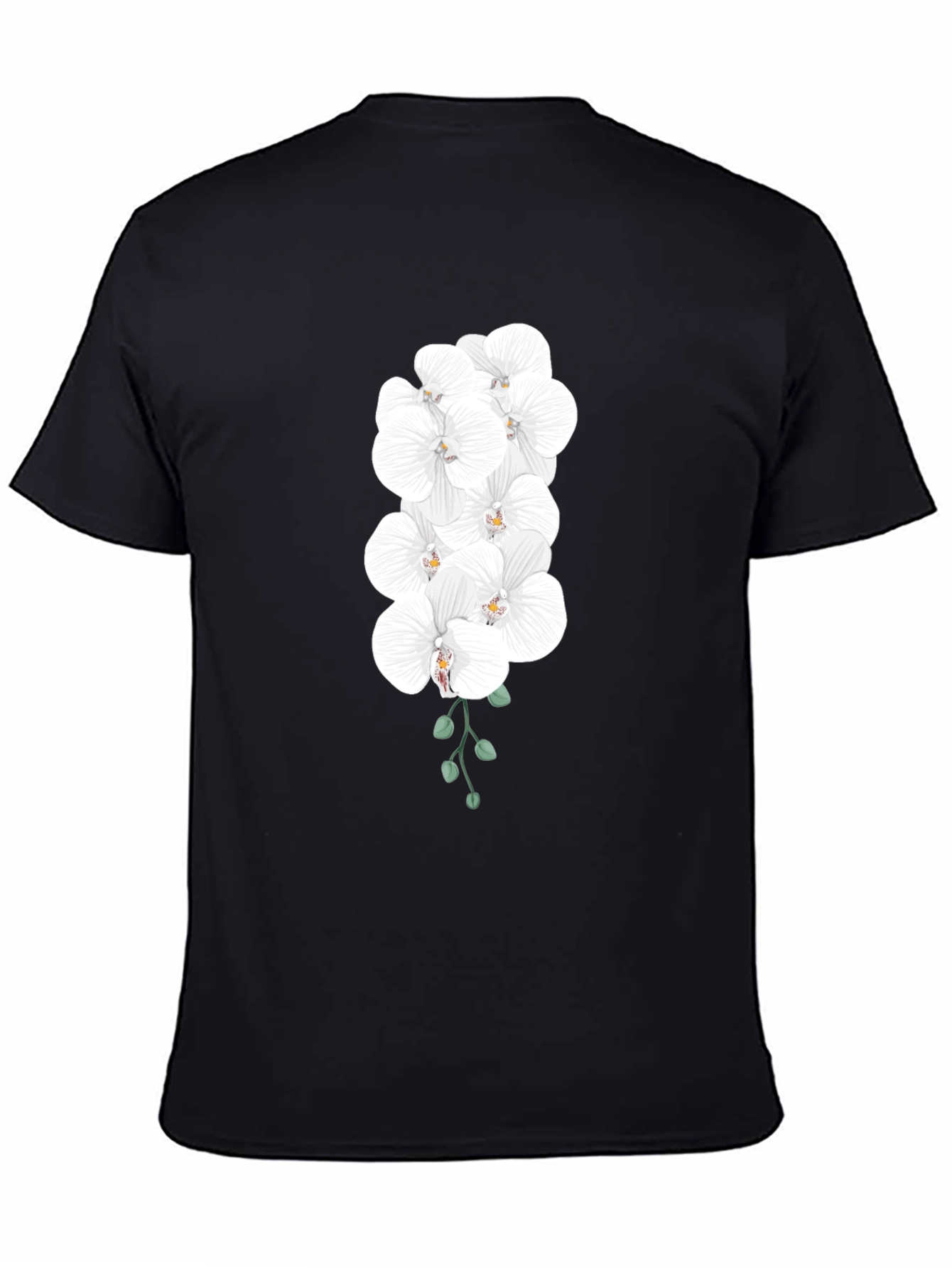 Black Elegant Orchid T-Shirt - Black Cotton Blend view 4