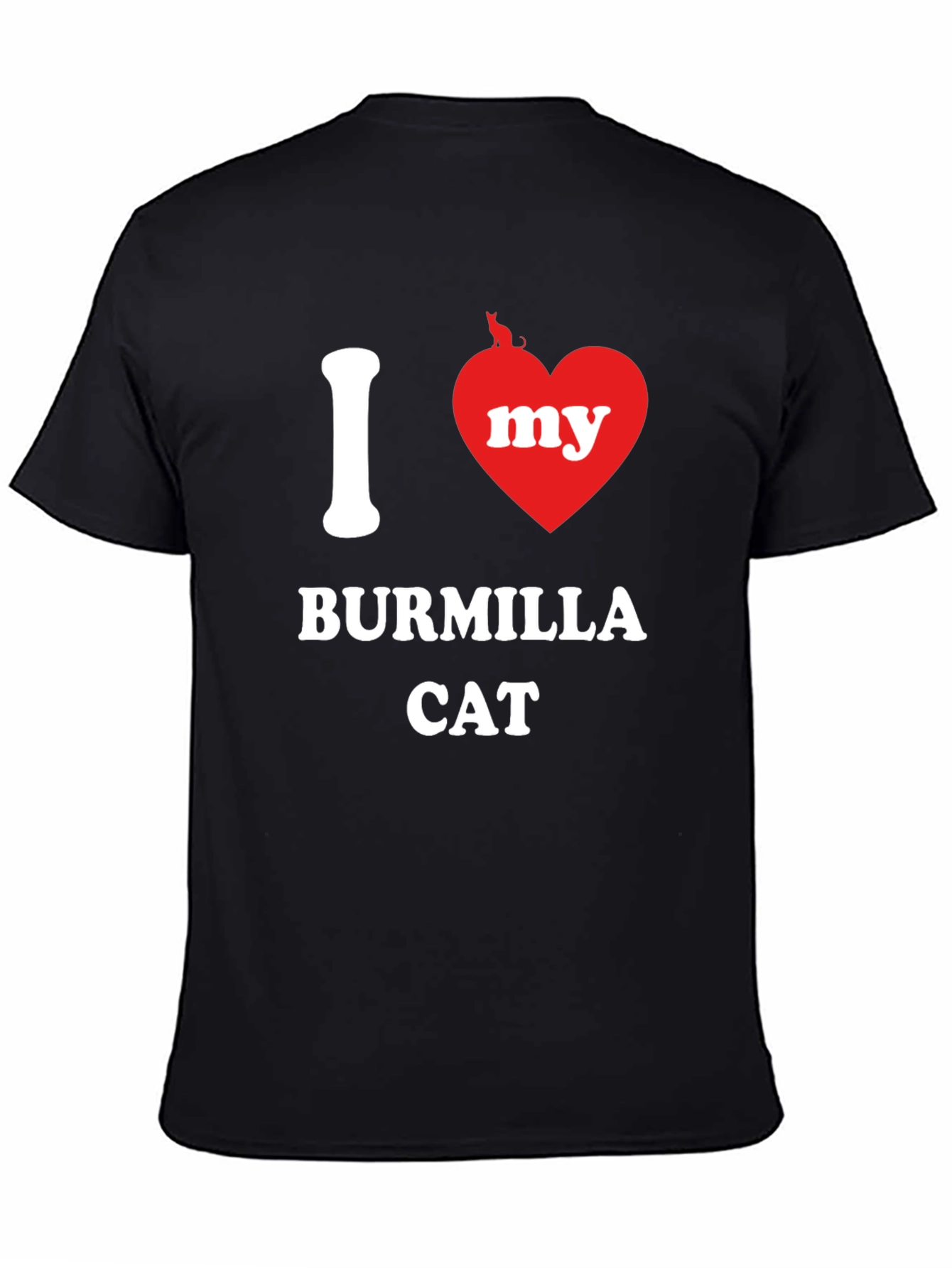 Black I Heart My Burmilla Cat Graphic T-Shirt view 4