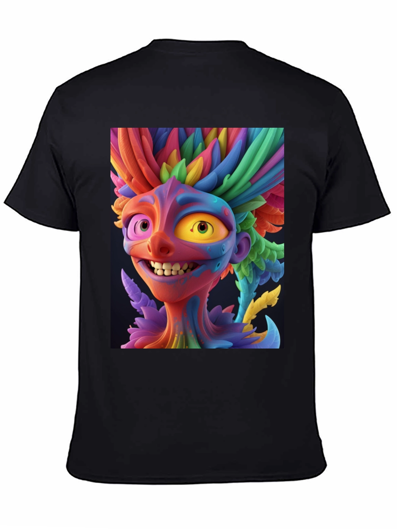 Black Colorful Character Graphic Tee - Bold Style view 4