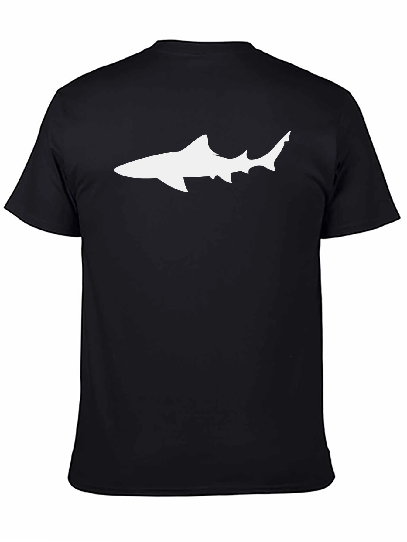 Black Shark Silhouette T-Shirt - Classic Crew Neck view 4