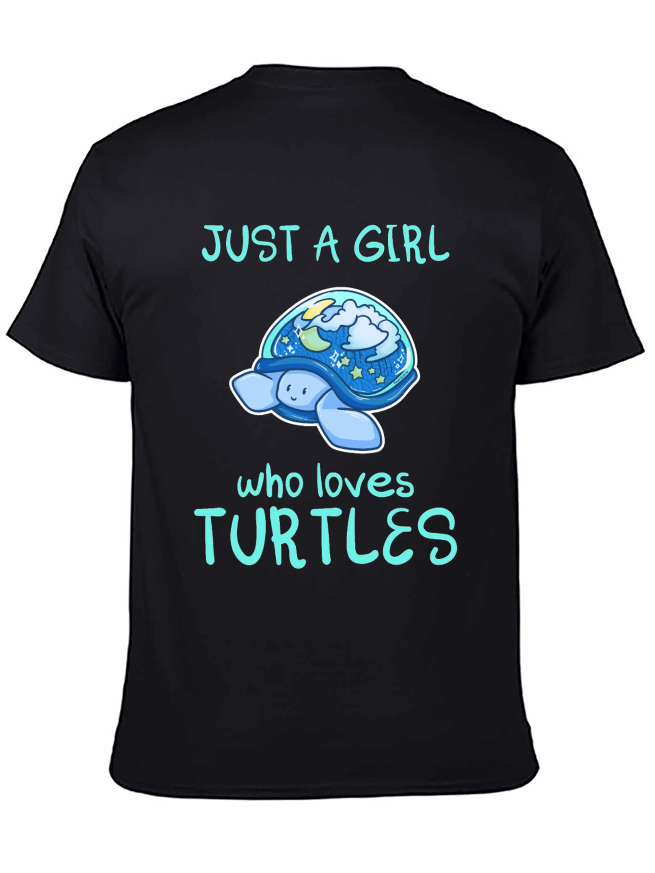 Black Just A Girl Who Loves Turtles T-Shirt view 4