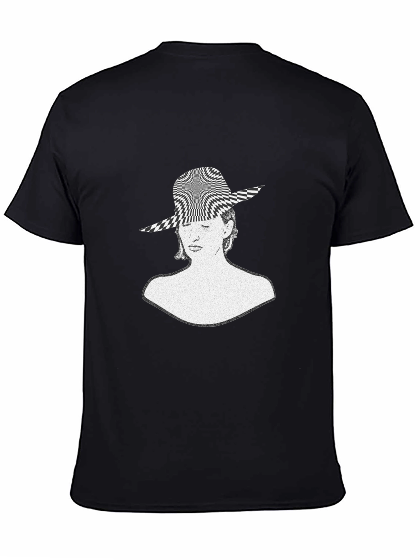 Black Optical Illusion Woman's Face Graphic Tee view 4