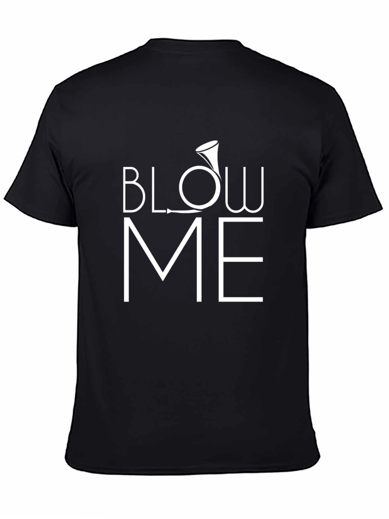 Black Humorous "Blow Me" T-Shirt: Black Cotton Blend view 4