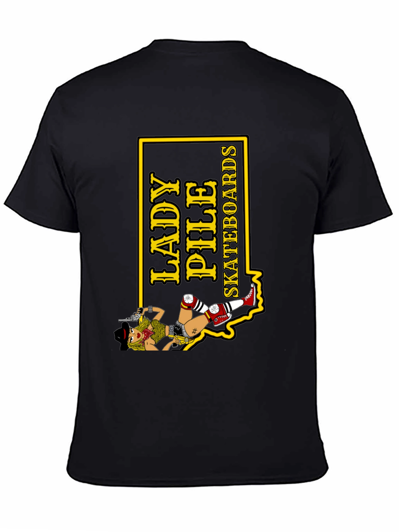 Black Lady Pile Skateboards Graphic Tee - Black view 4