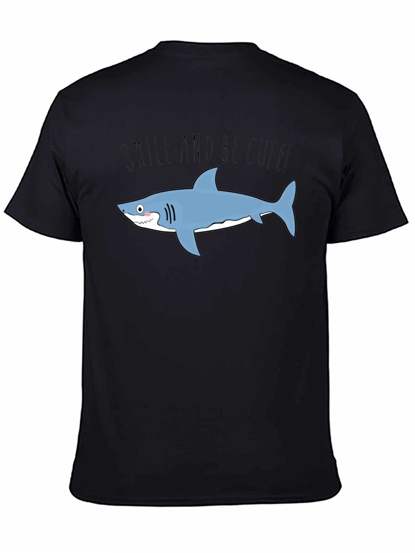 Black Smile and Be Cute Shark Graphic T-Shirt view 4