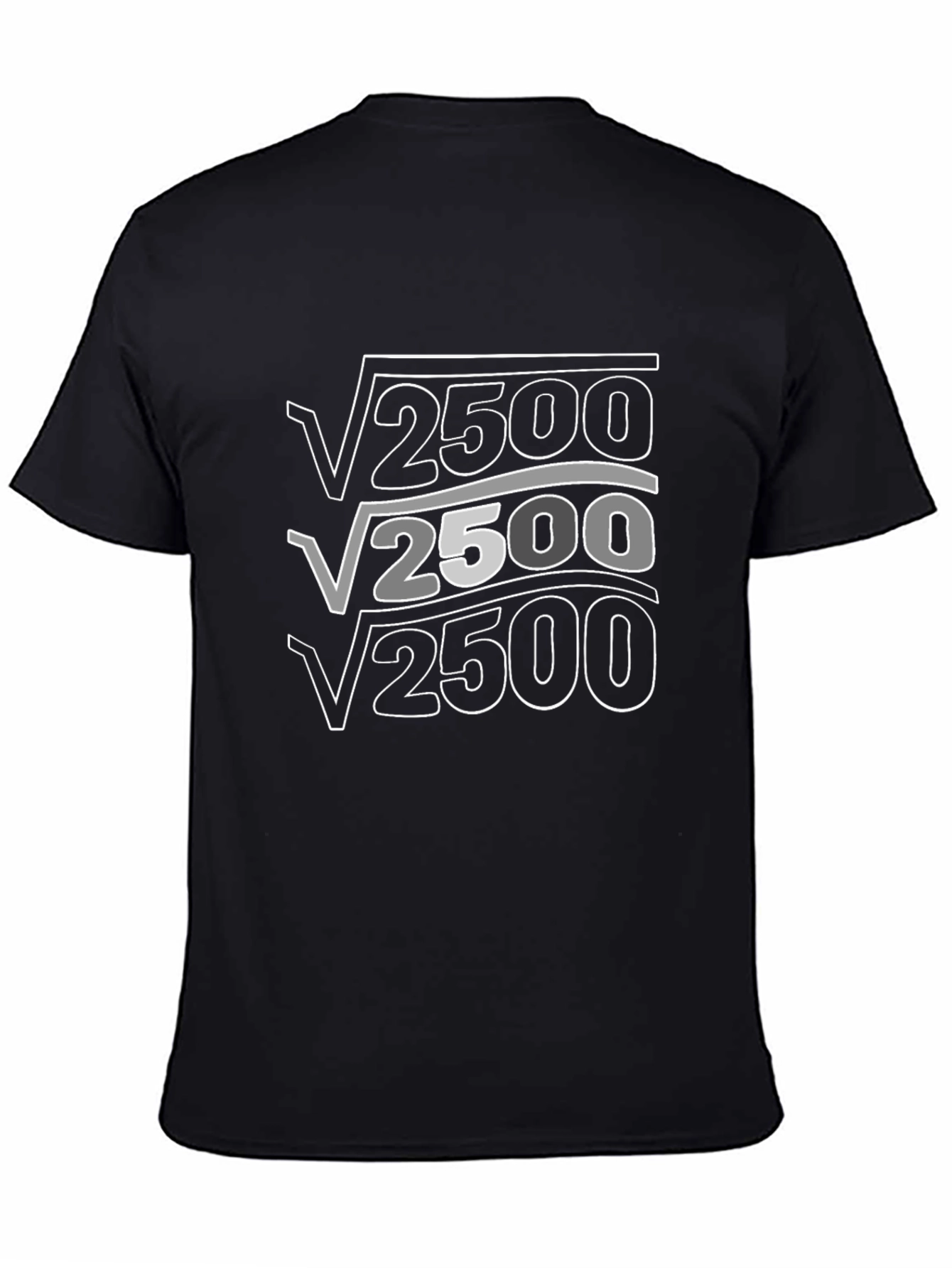 Black Math Humor T-Shirt: Square Root of 2500 = 50 view 4