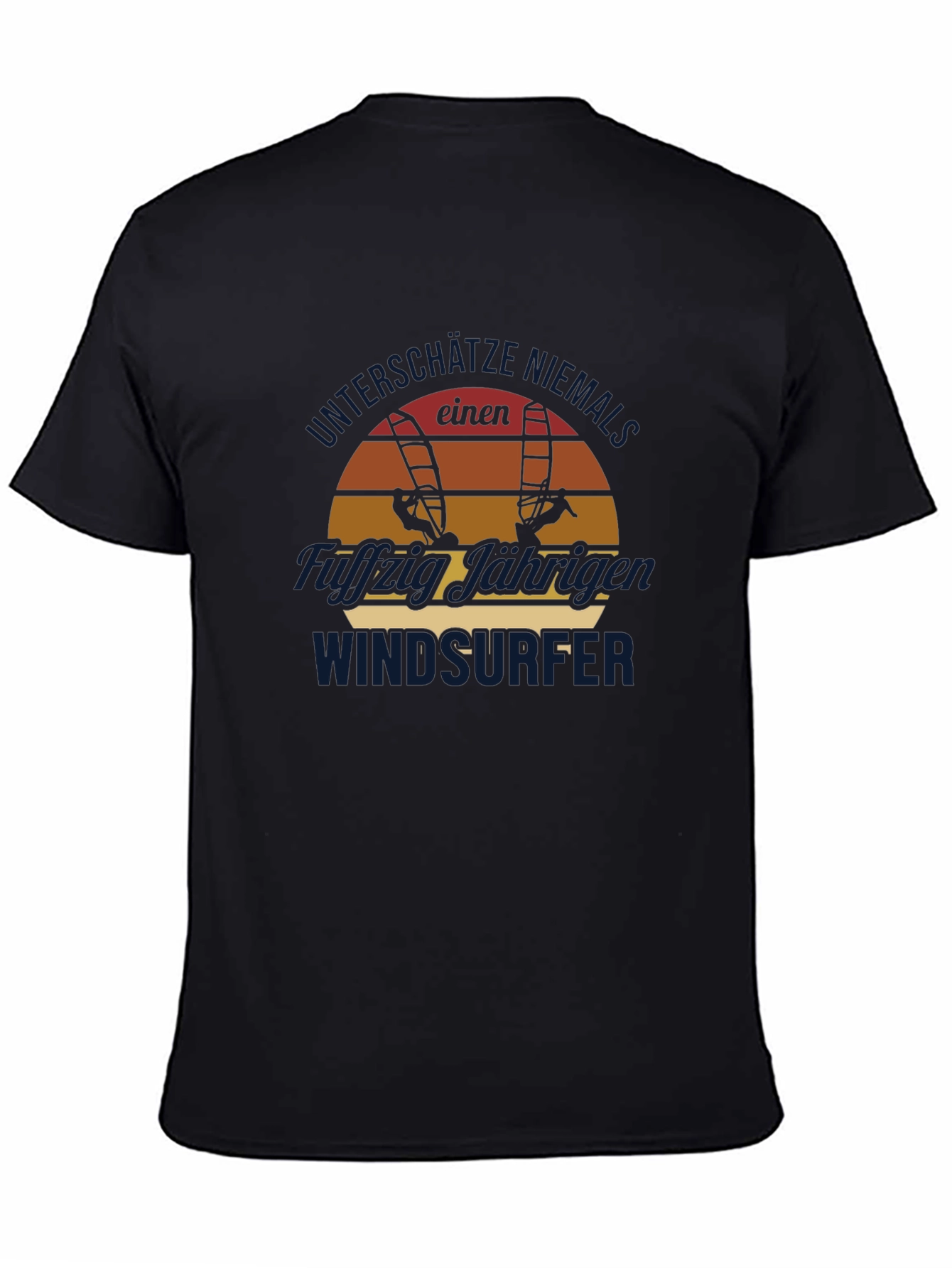 Black Retro Windsurfer T-Shirt - Unisex view 4