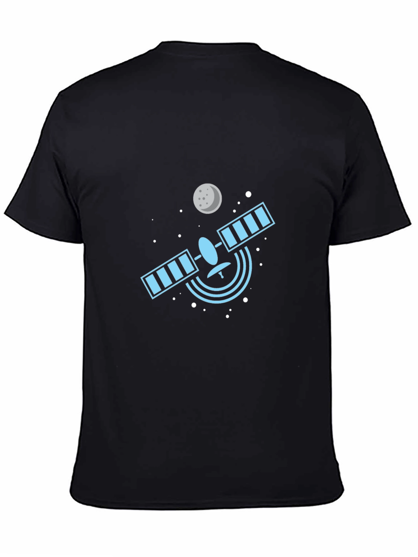 Black Space Satellite Graphic Tee - Black Cotton T-Shirt view 4