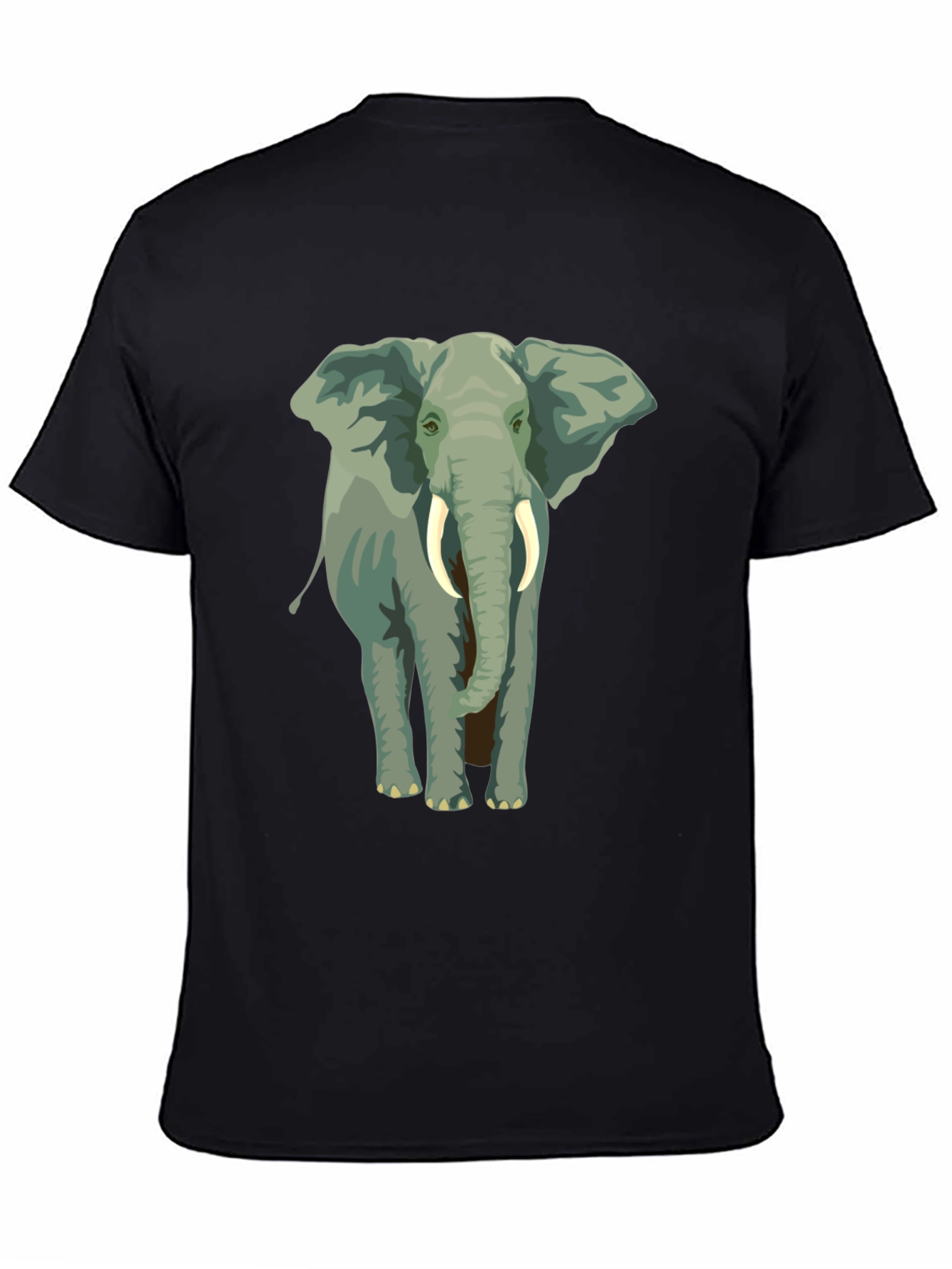 Black Elephant Graphic Tee - Black Cotton Casual Wear view 4