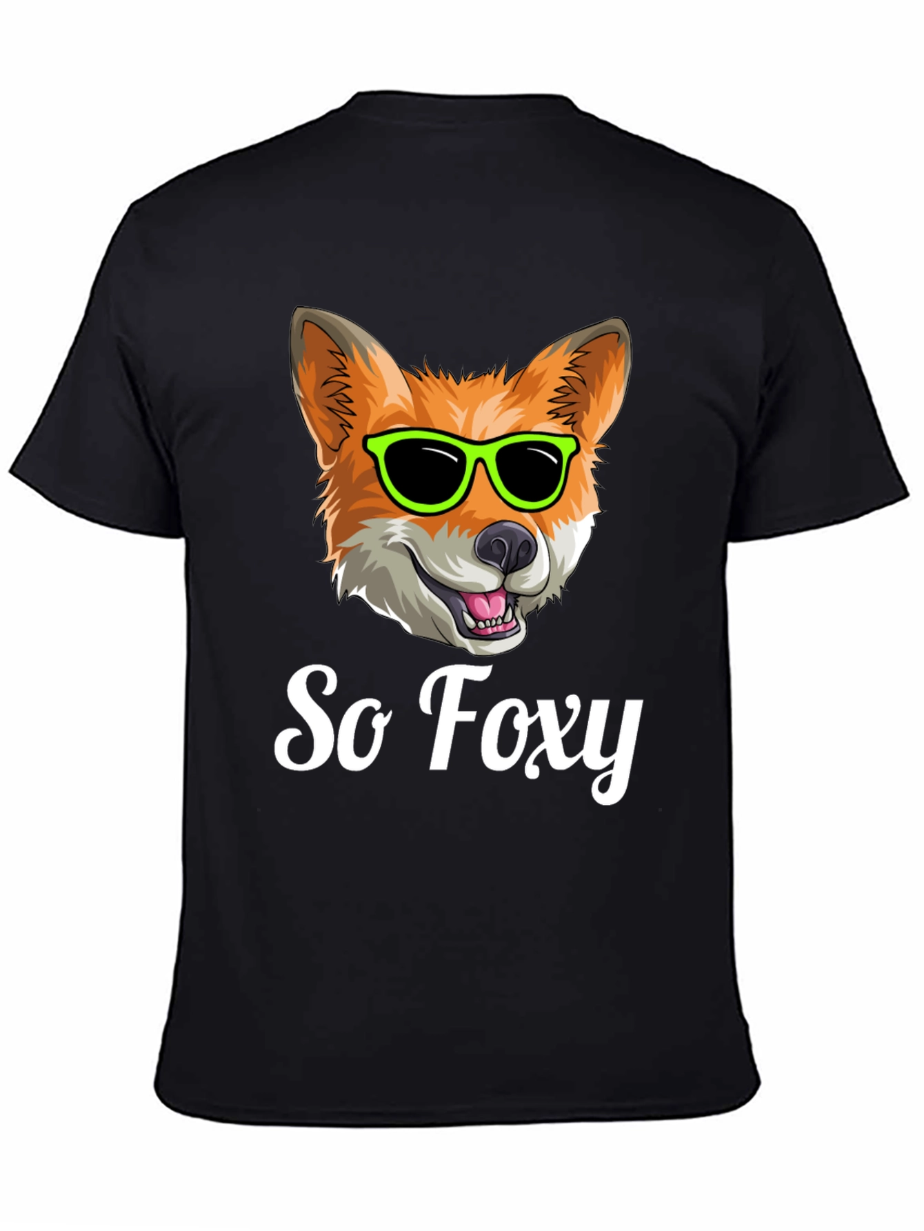 Black So Foxy T-Shirt - Cool Fox with Sunglasses view 4
