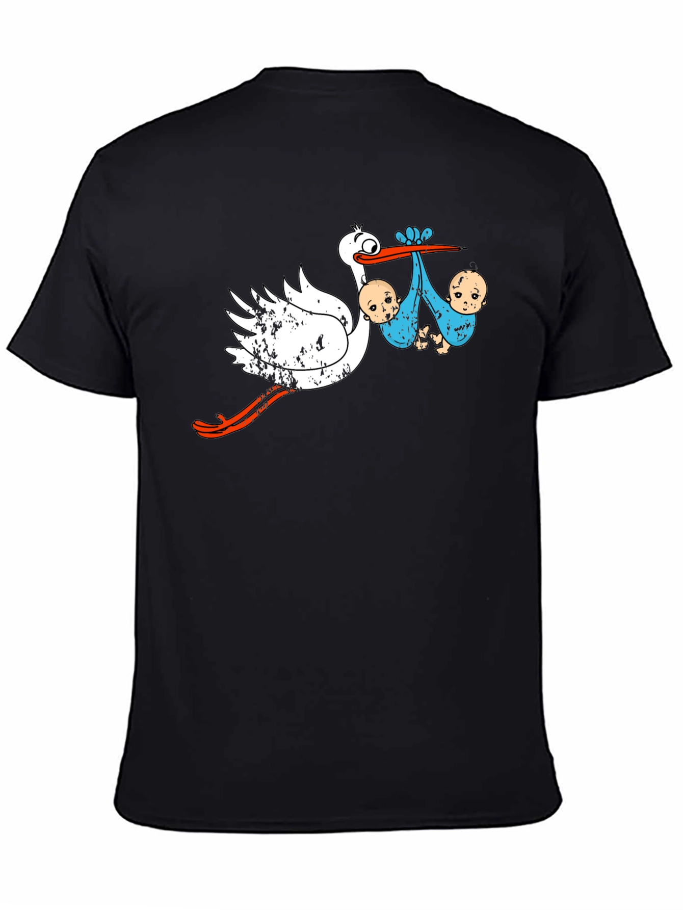 Black Stork Delivers Twins Graphic Tee - Unique Design view 4