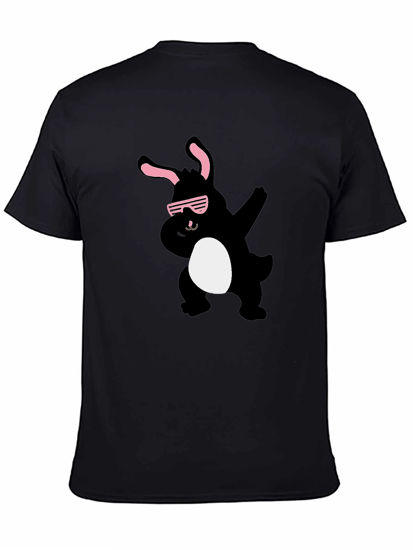 Black Cool Bunny Dab T-Shirt - Black Cotton Tee view 4