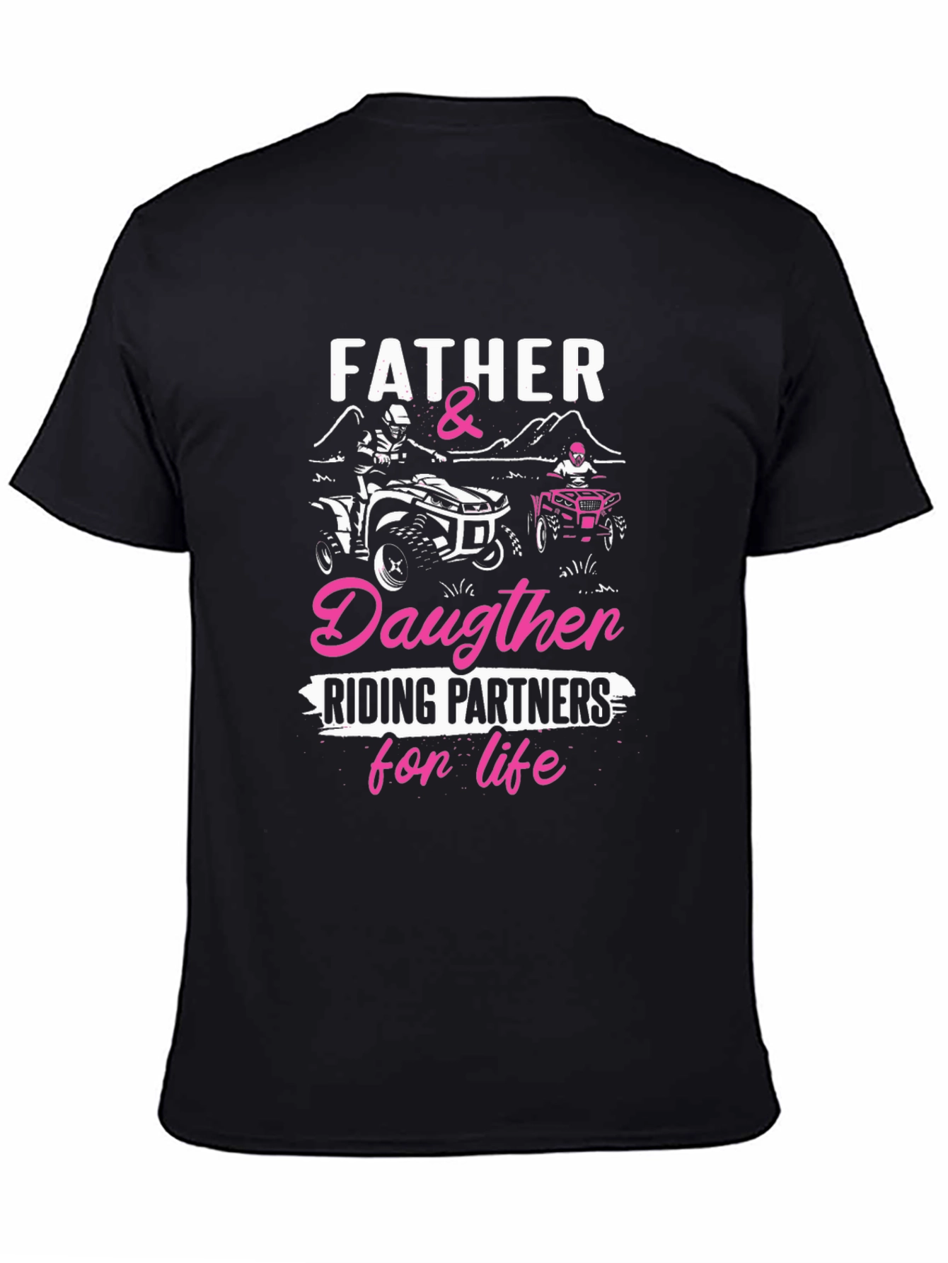 Black Father & Daughter Riding Partners T-Shirt view 4