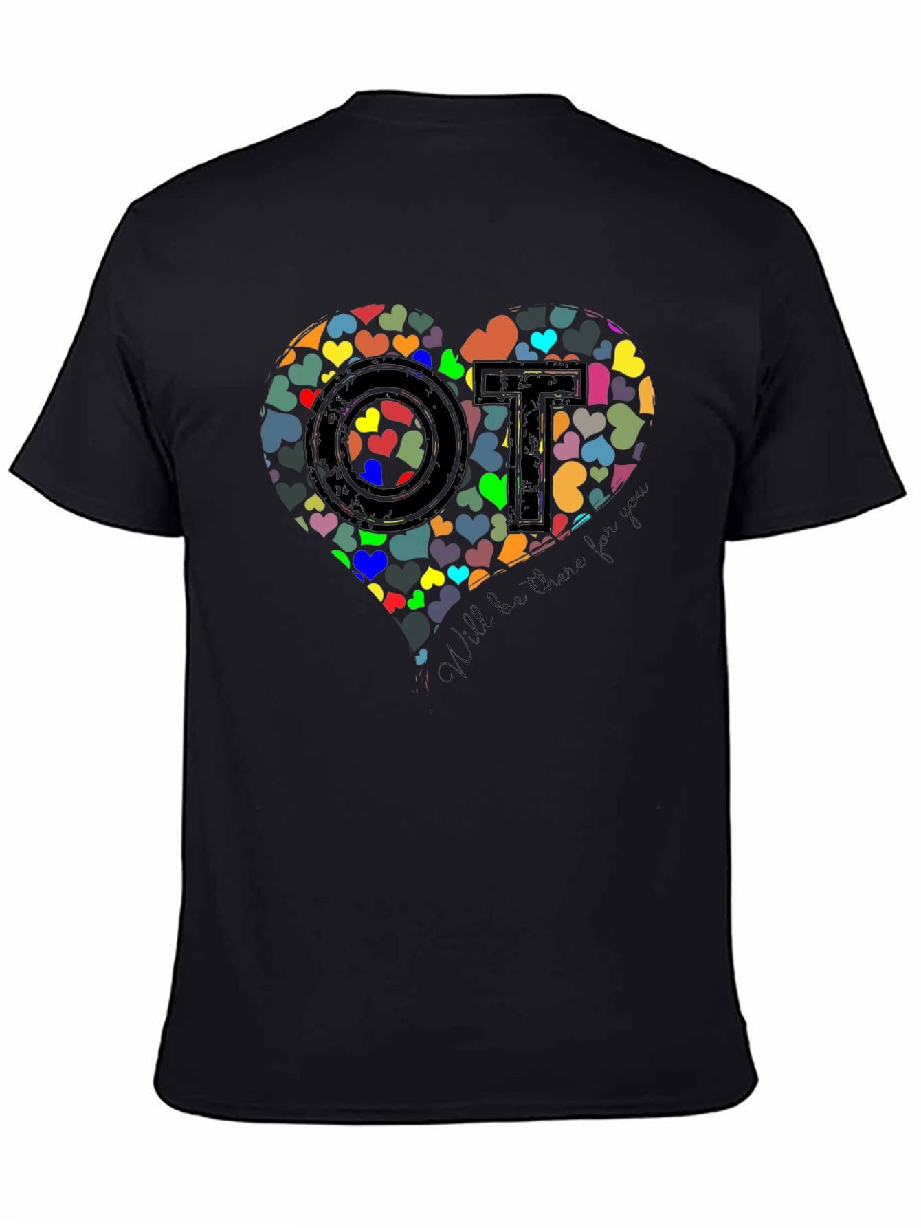 Black Heart OT T-Shirt - Occupational Therapist Gift view 4