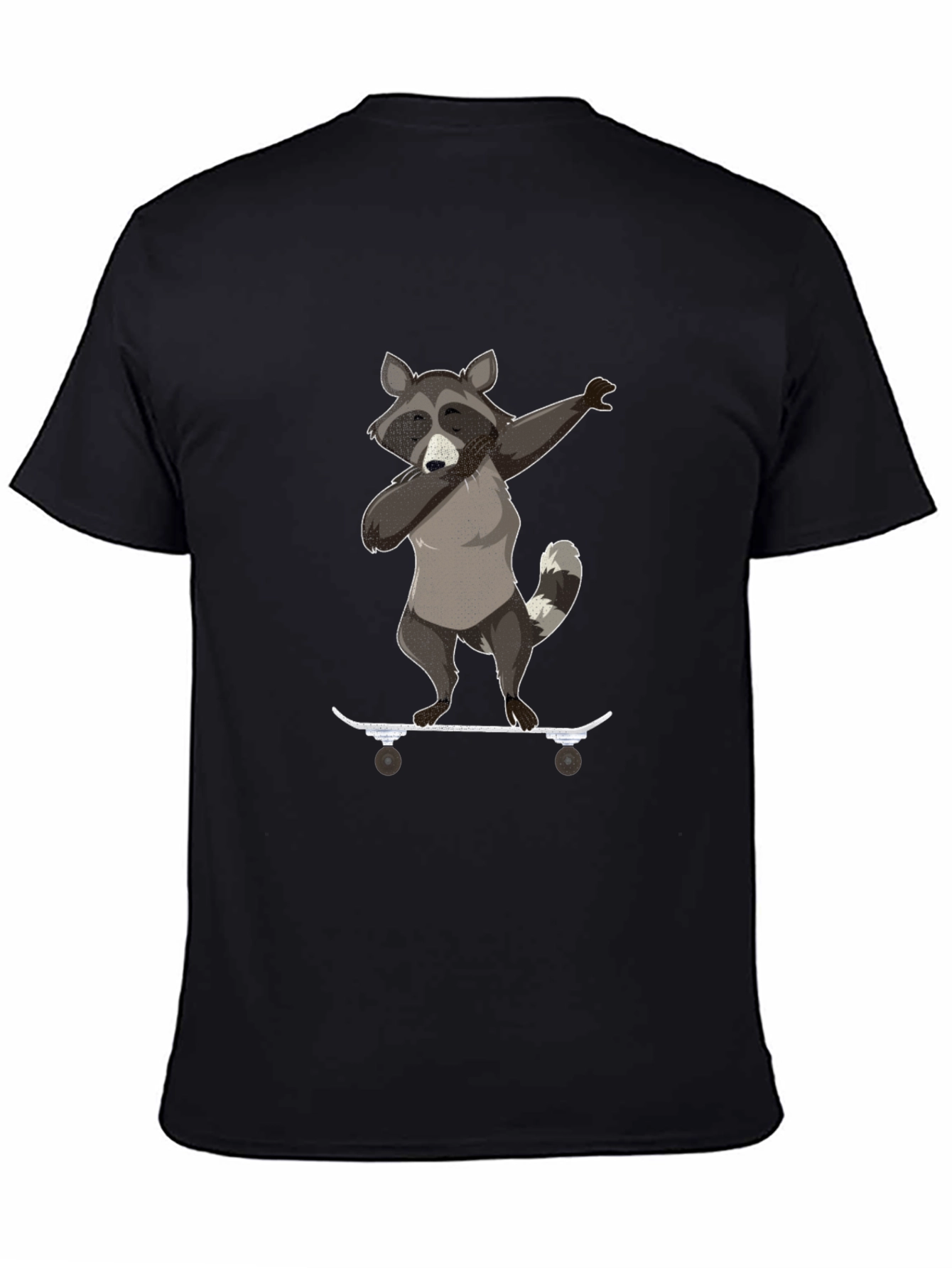 Black Raccoon Skateboard Dabbing Graphic Tee view 4