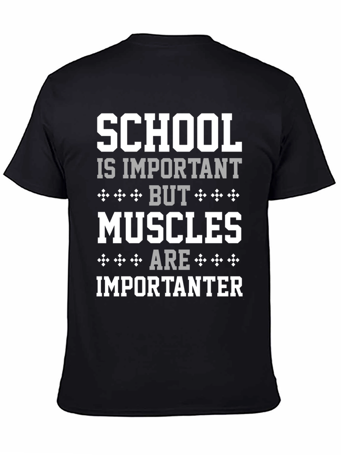 Black Funny School vs Muscles T-Shirt view 4
