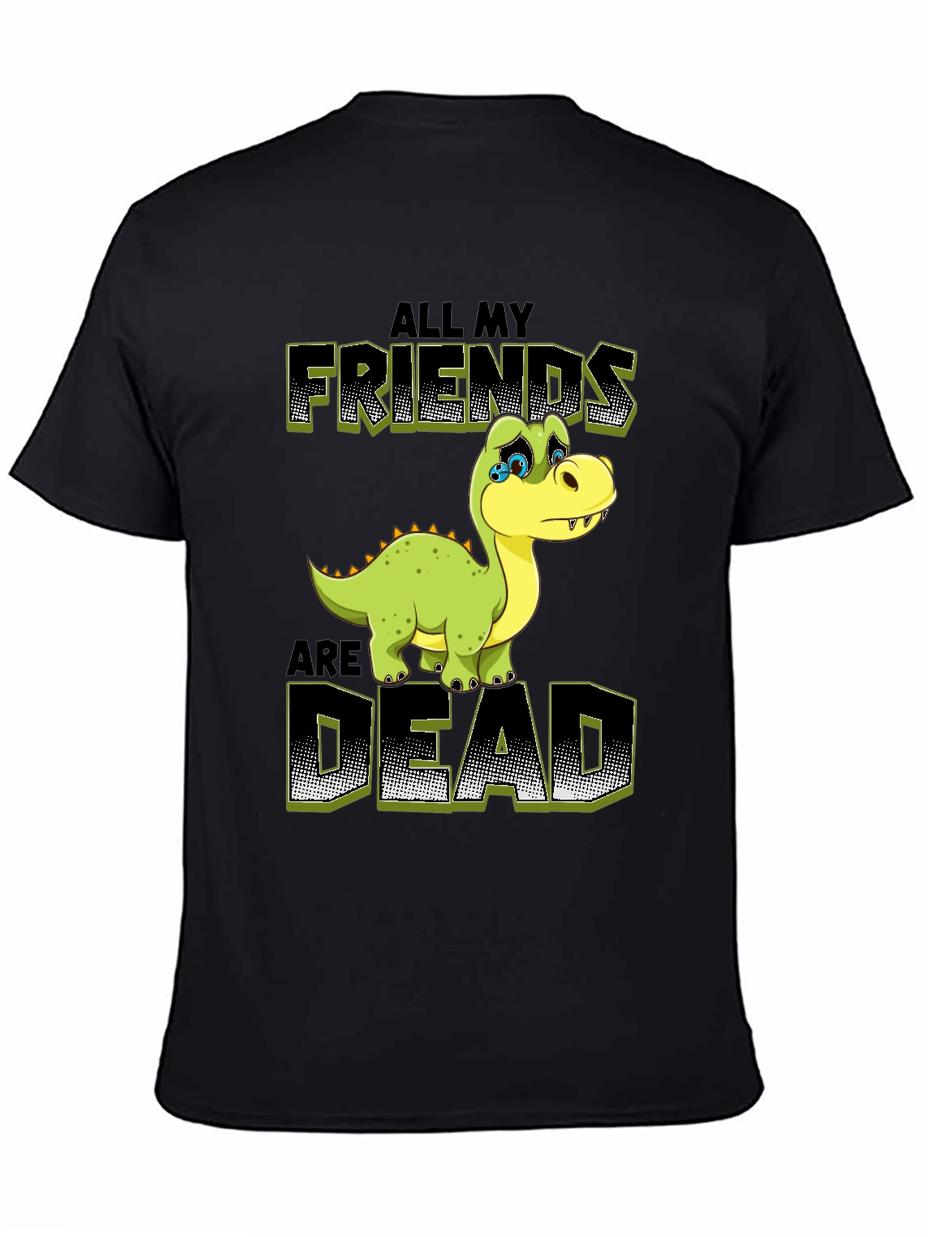 Black Sad Dinosaur Graphic Tee - All My Friends Are Dead T-Shirt view 4