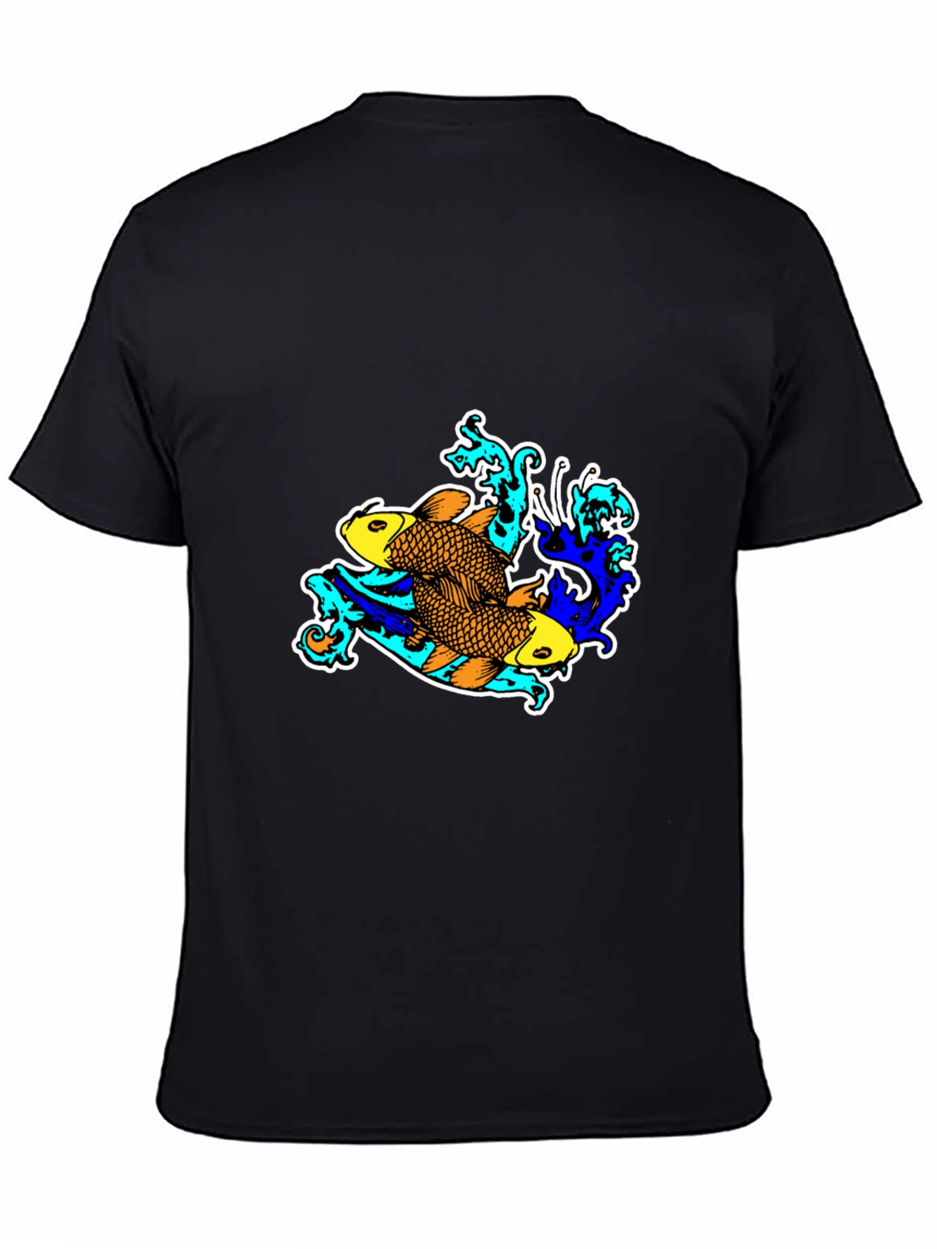 Black Koi Fish Graphic Black T-Shirt view 4