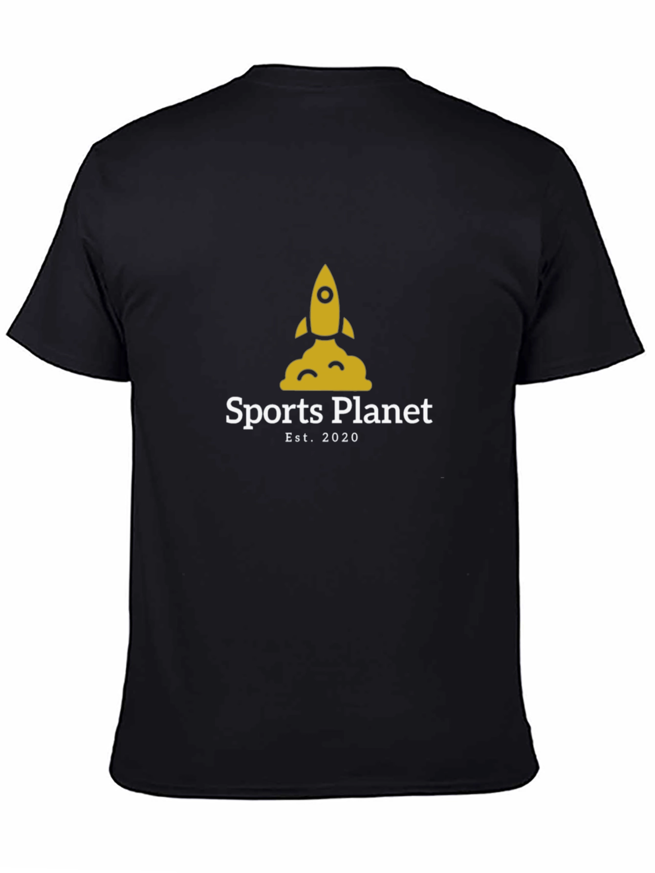 Black Sports Planet Black T-Shirt - Rocket Design view 4
